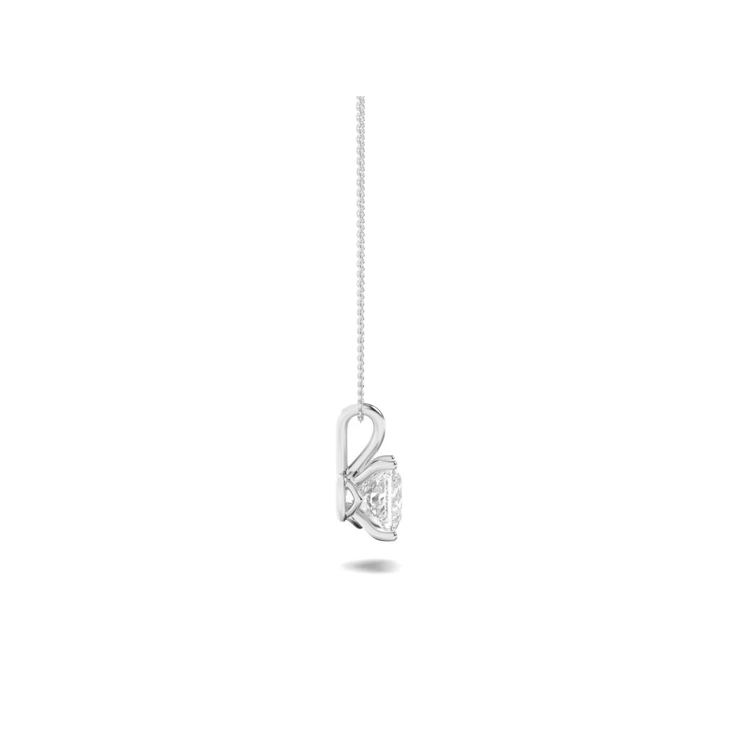Princess (F/VS) Lab Grown Diamond Prong 14K White Gold Split Bale Solitaire Pendant Necklace