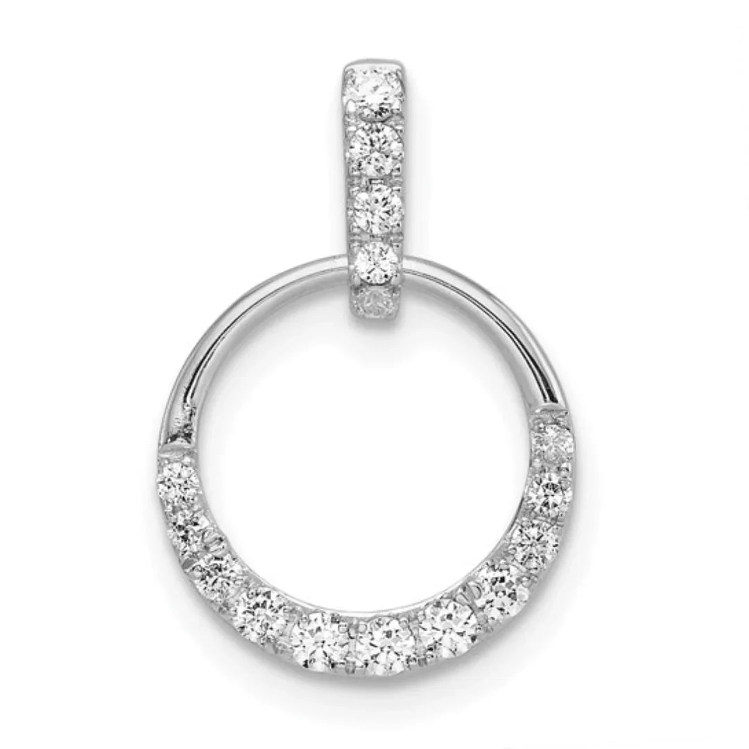 14k White Gold Lab Diamond Open Circle Pendant - Fine Diamond