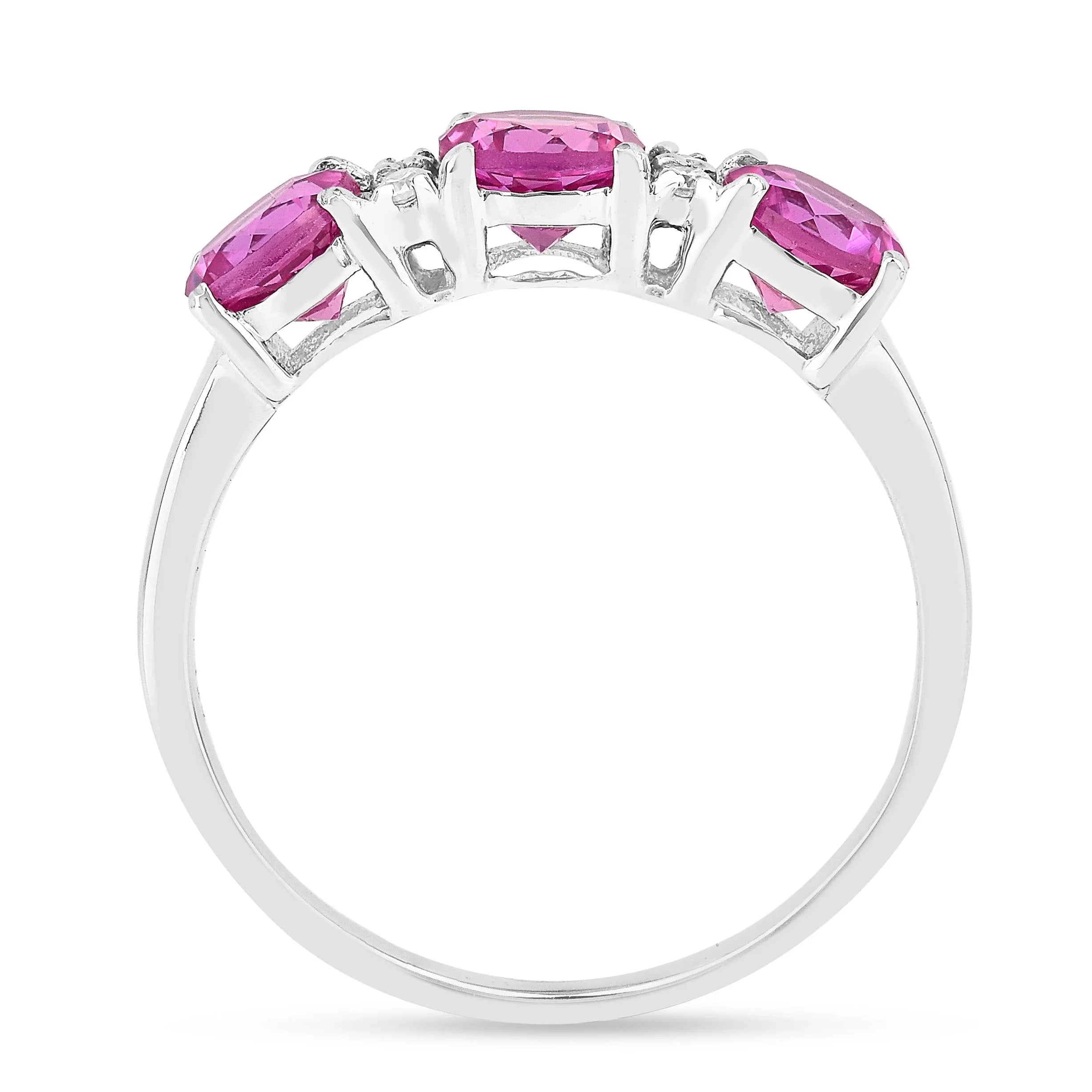 Pink Sapphire Three Stone Ring - Fine Diamond