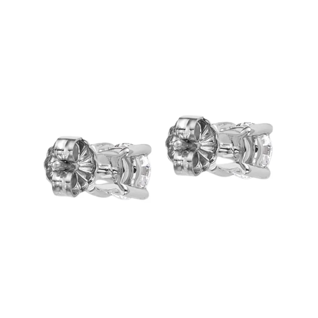 14K White Gold Round Shape Lab Diamond Stud Earrings - Fine Diamond