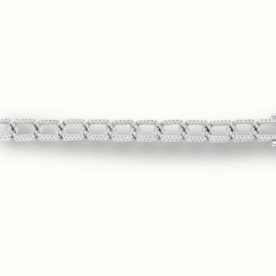 14k White Gold 1 1/2 Carat Lab Diamond Link Bracelet - Fine Diamond