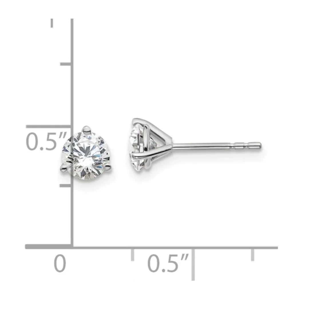 14K White Gold Lab Diamond Round Shaped Stud Earrings - Fine Diamond
