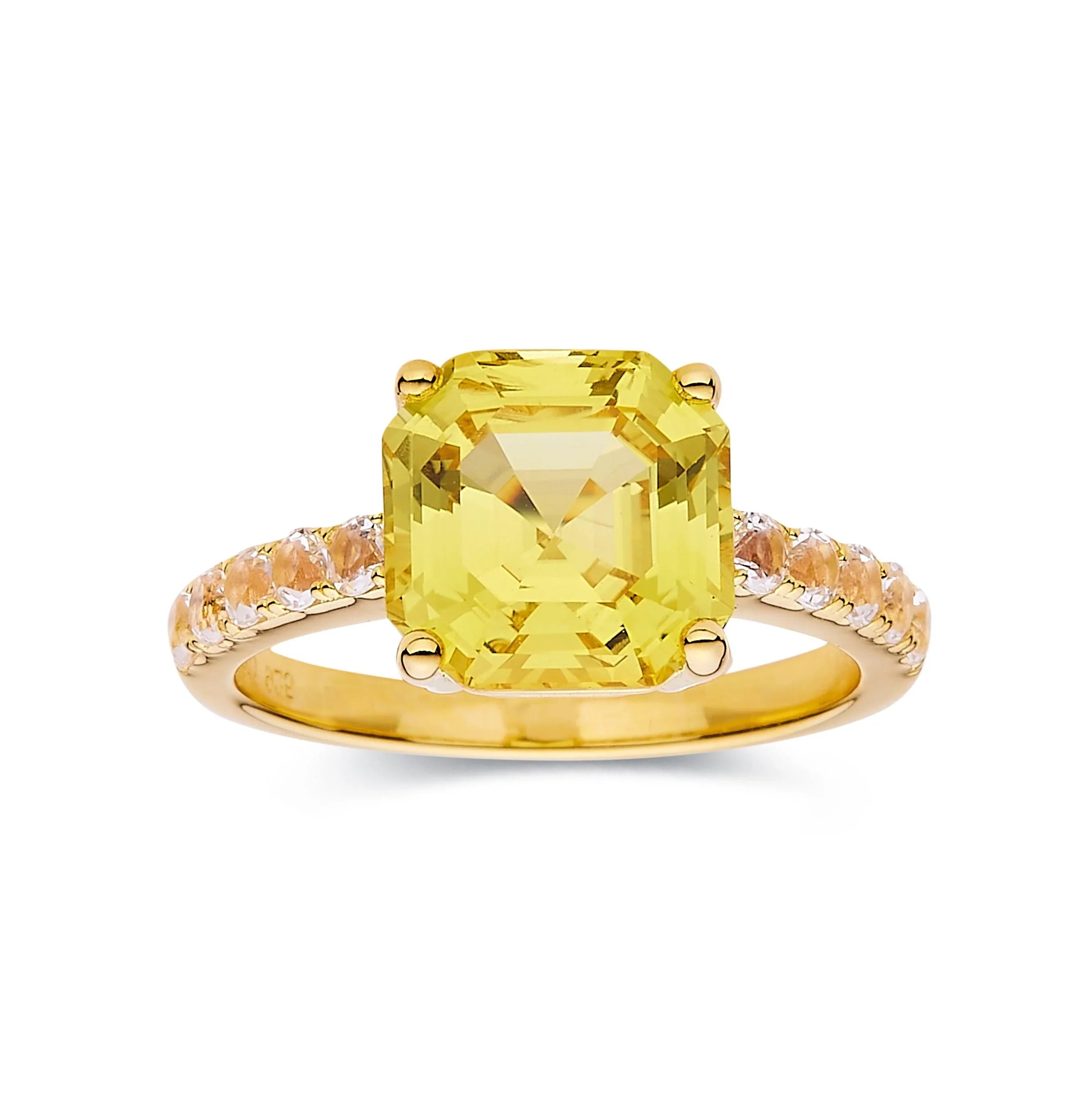 Yellow Sapphire Asscher Cut Solitaire Ring - Fine Diamond