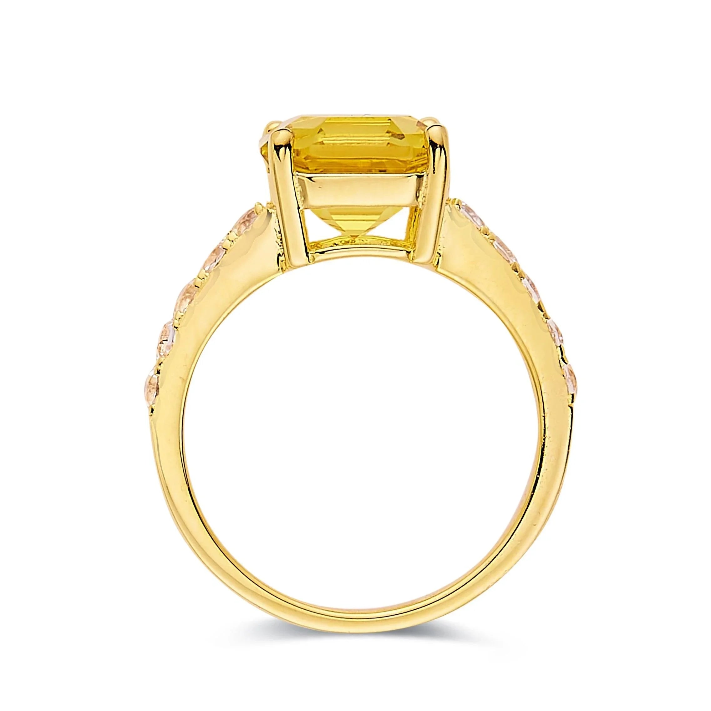 Yellow Sapphire Asscher Cut Solitaire Ring - Fine Diamond