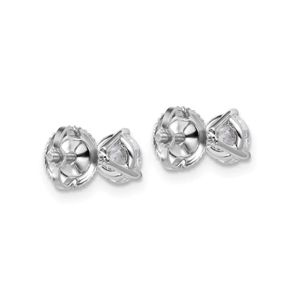 14K White Gold Lab Round Shaped Diamond Stud Earring - Fine Diamond