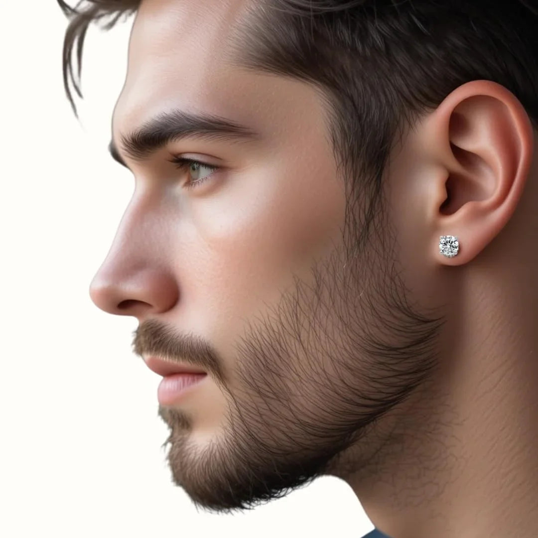 14K White Gold Lab Grown Round Shaped Diamond Stud Earrings - Fine Diamond