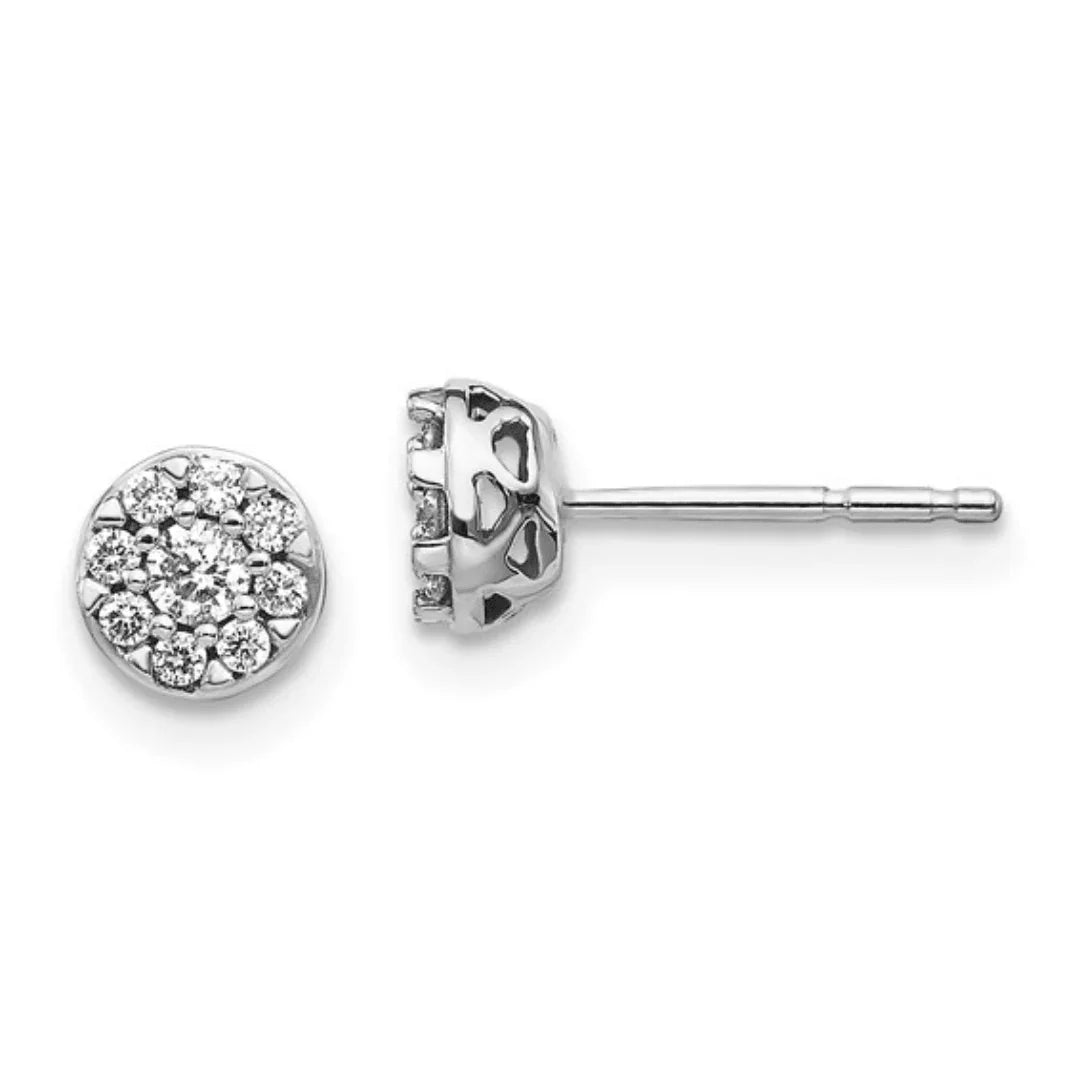 14K White Gold Lab Grown Diamond Cluster Earrings - Fine Diamond