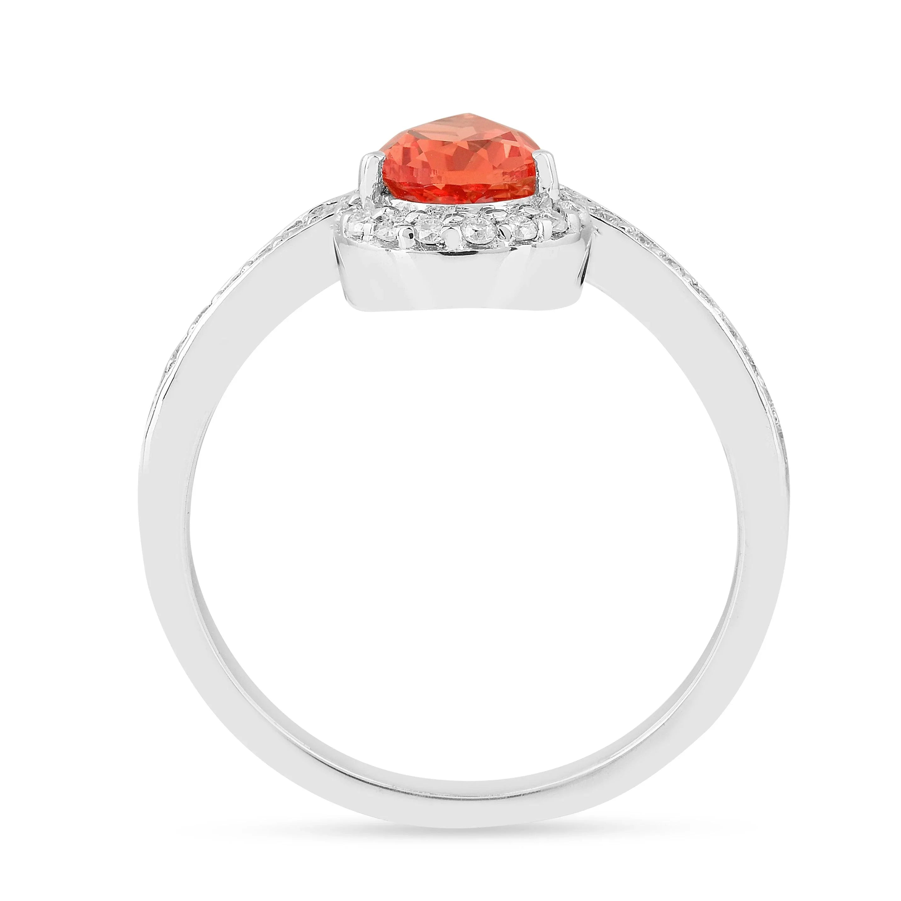 Peach Sapphire Pear Ring - Fine Diamond