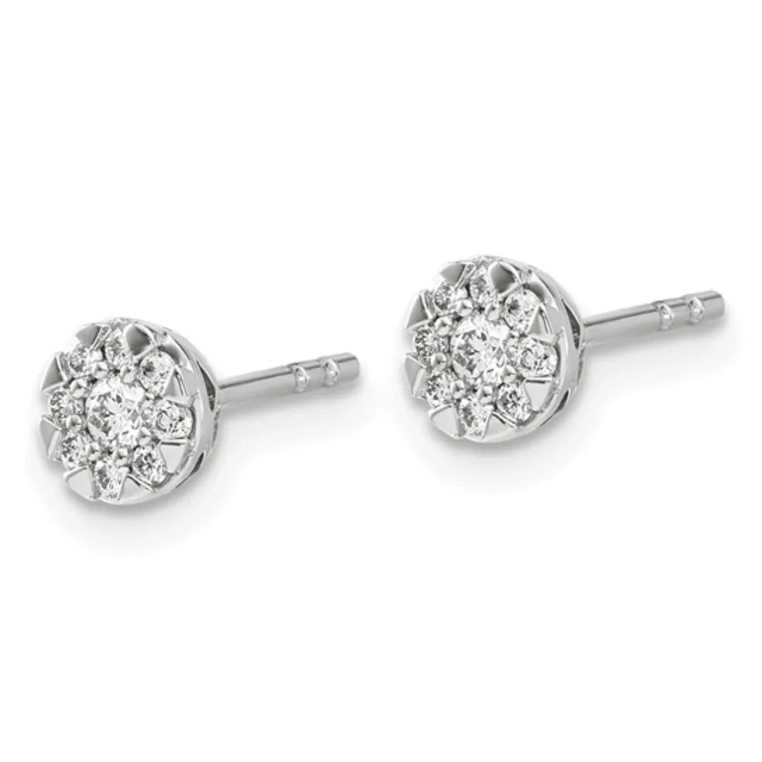 14K White Gold Lab Grown Diamond Cluster Earrings - Fine Diamond