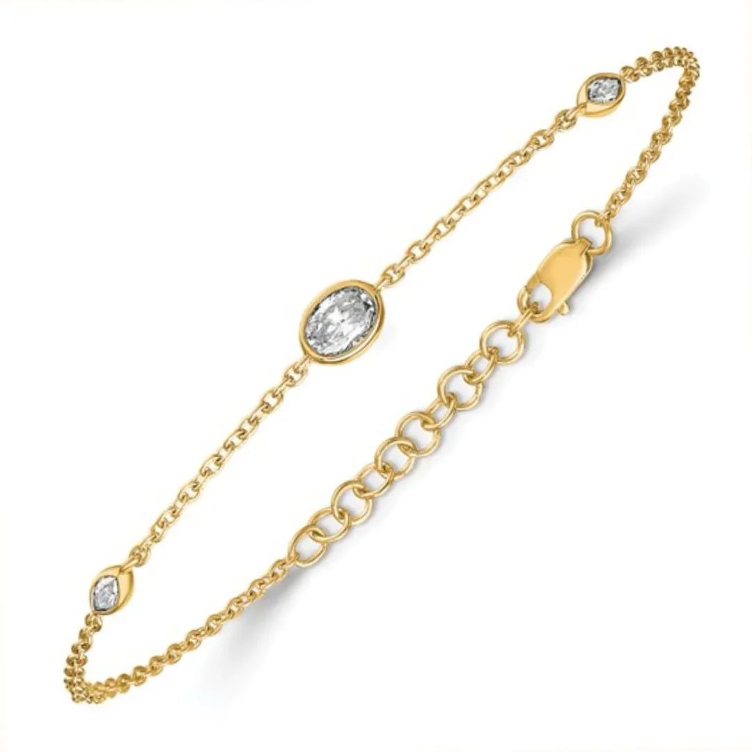 14k Yellow Gold 3/8 Carat Lab Grown Diamond Extension Bracelet - Fine Diamond