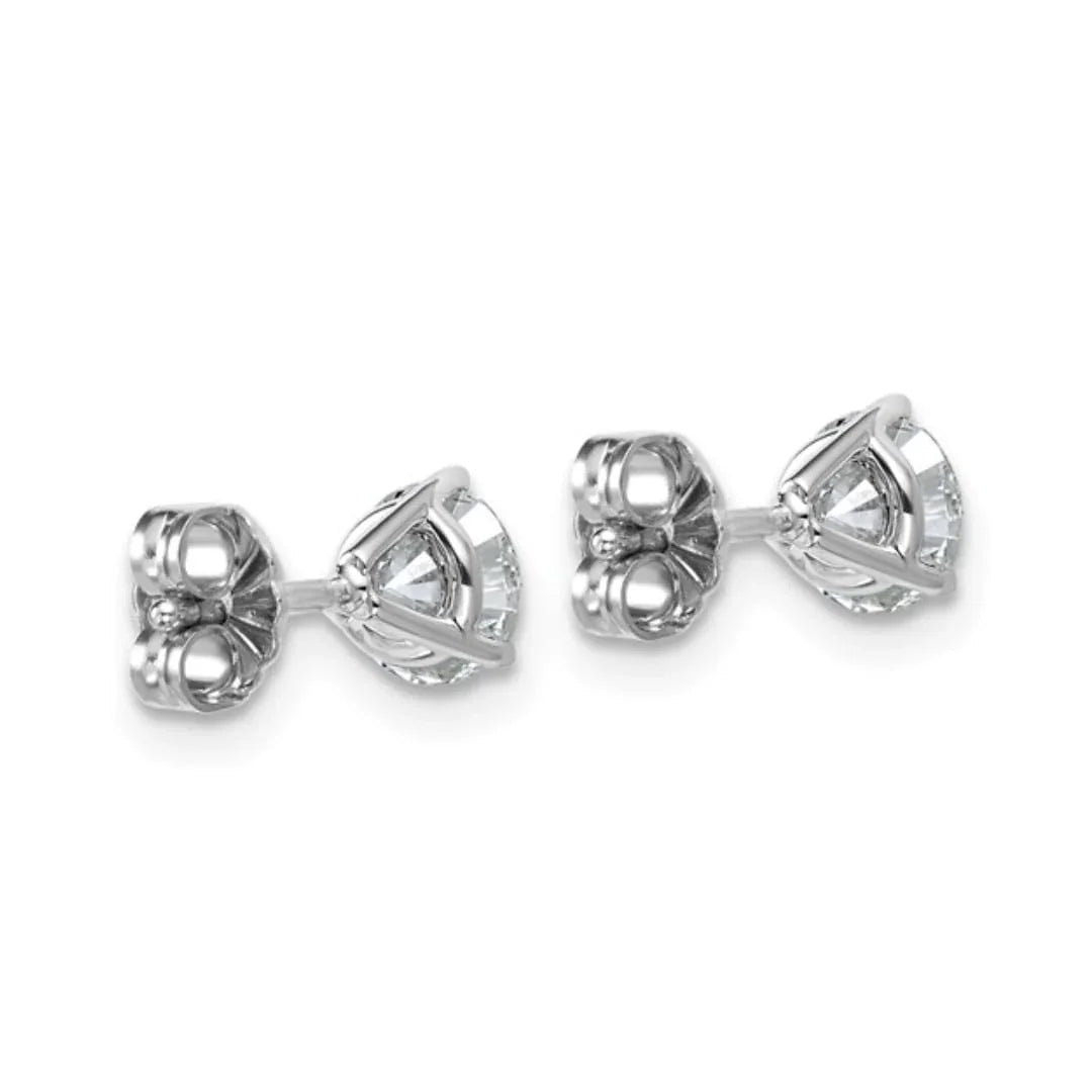 14K White Gold Lab Diamond Round Shaped Stud Earrings - Fine Diamond
