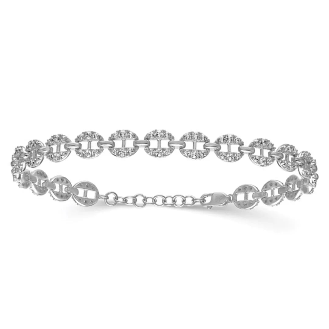 14K Gold Lab Grown Diamond Fancy Link Bracelets - Fine Diamond
