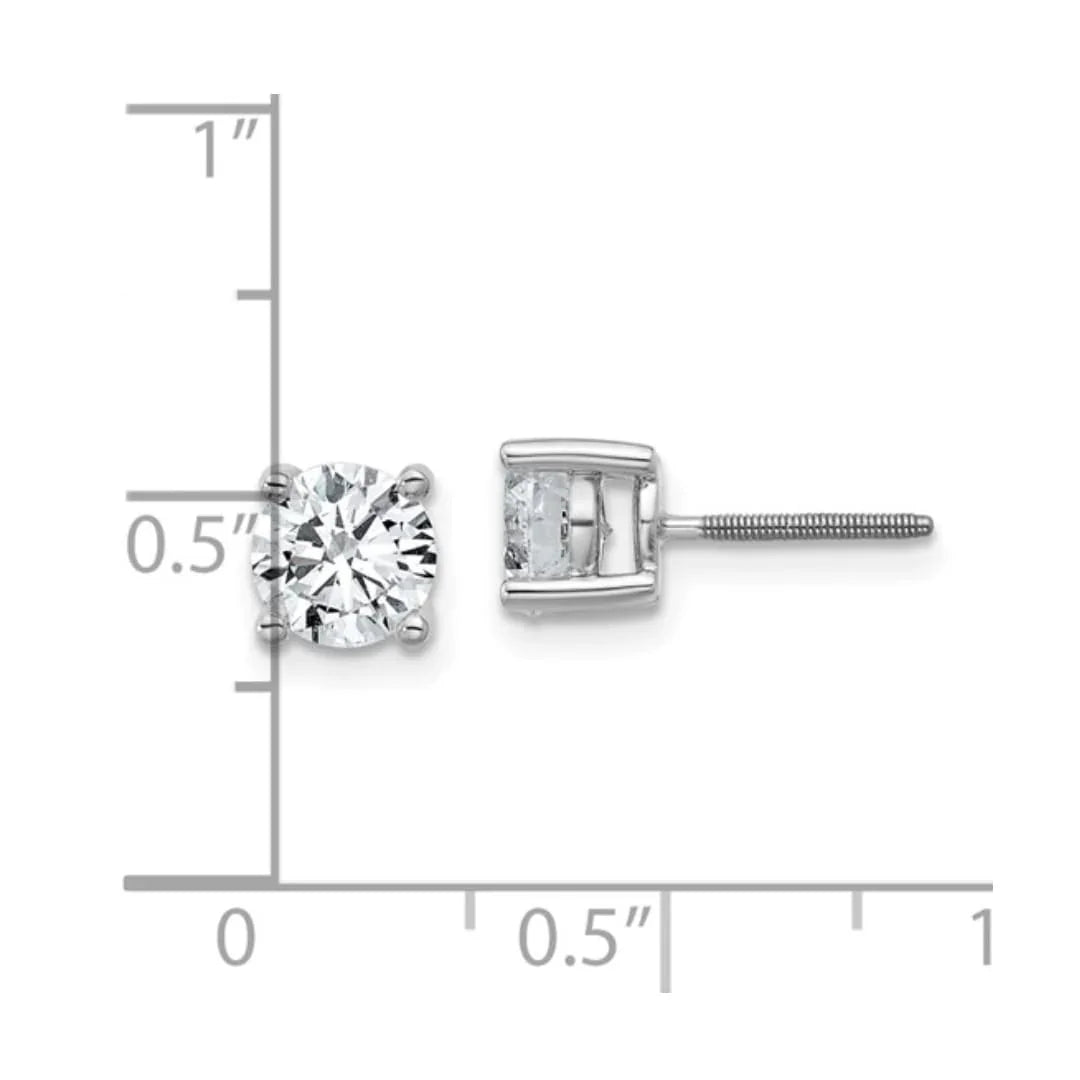 14K White Gold Round Lab Grown Diamond Stud Earrings - Fine Diamond