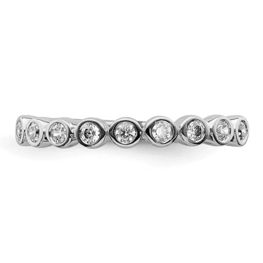 14K White Gold Lab Diamond Half Eternity Ring - Fine Diamond