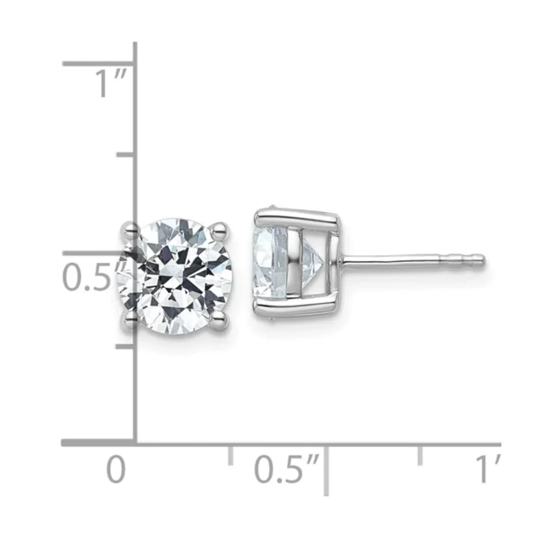 14K White Gold Lab Diamond Round Shaped Stud Earrings - Fine Diamond