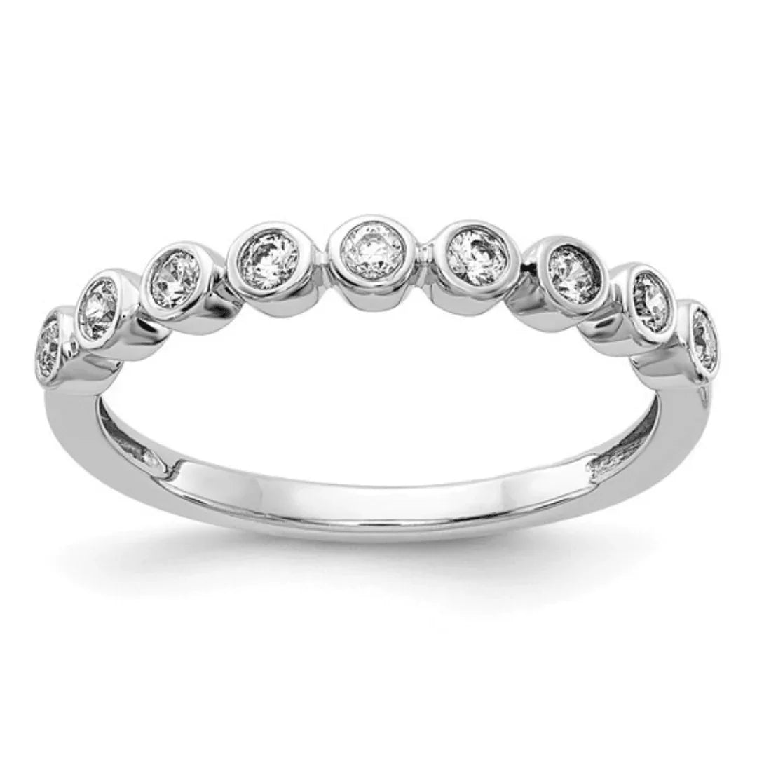 14K White Gold Lab Diamond Half Eternity Ring - Fine Diamond