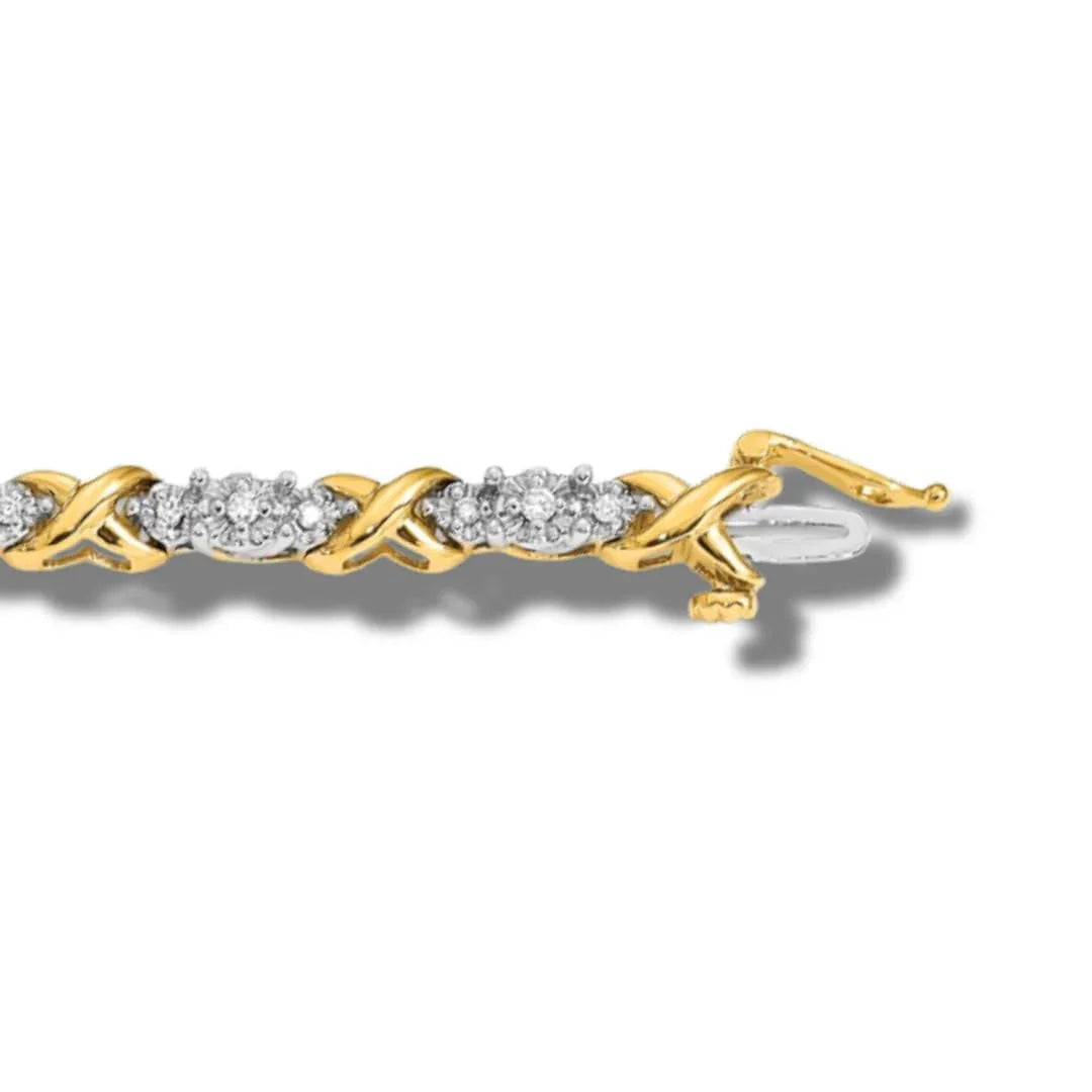 14k Two-Tone 1/2 carat Lab Grown Diamond X Fancy Bracelet - Fine Diamond