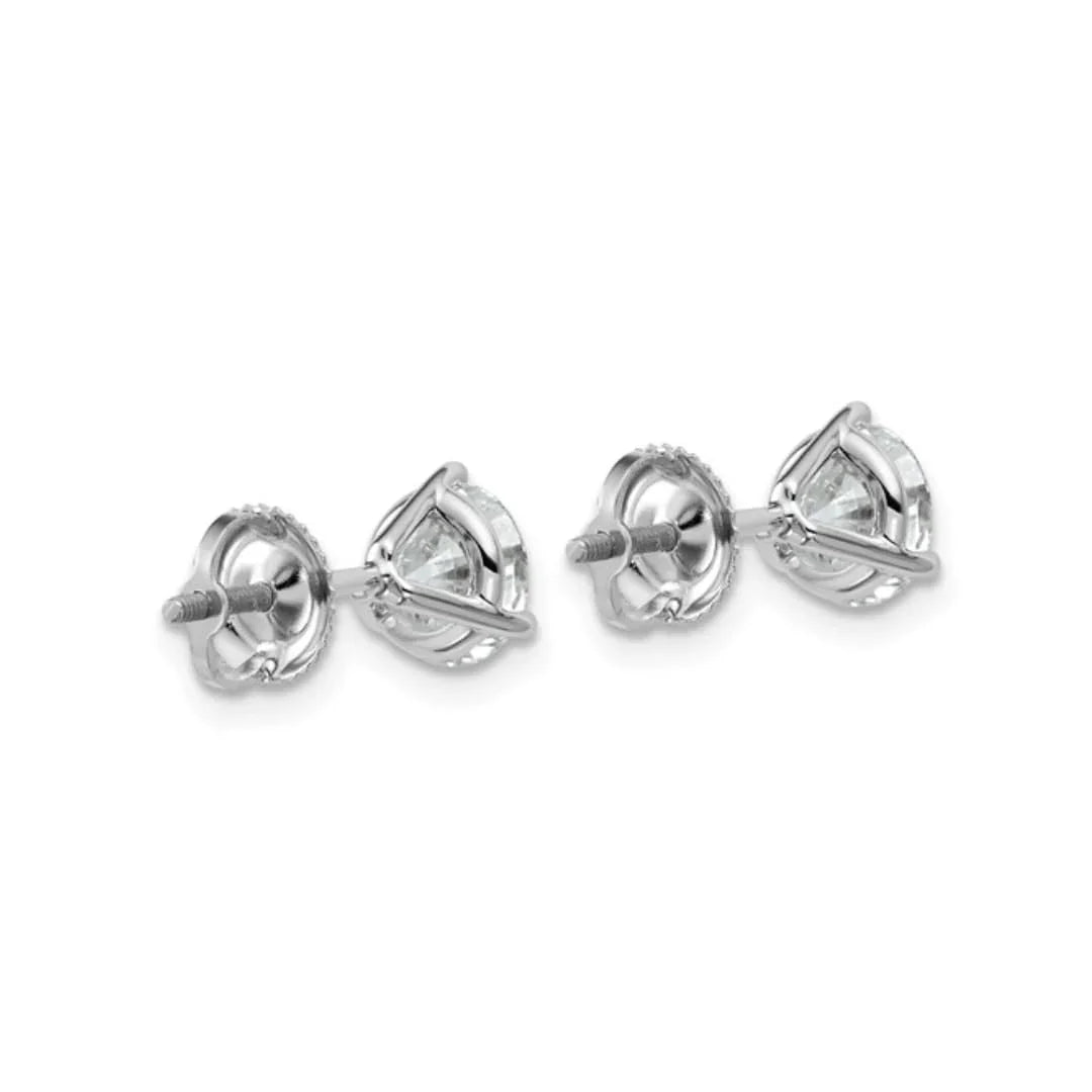14K White Gold Round Shape Lab Diamond Stud Earrings - Fine Diamond
