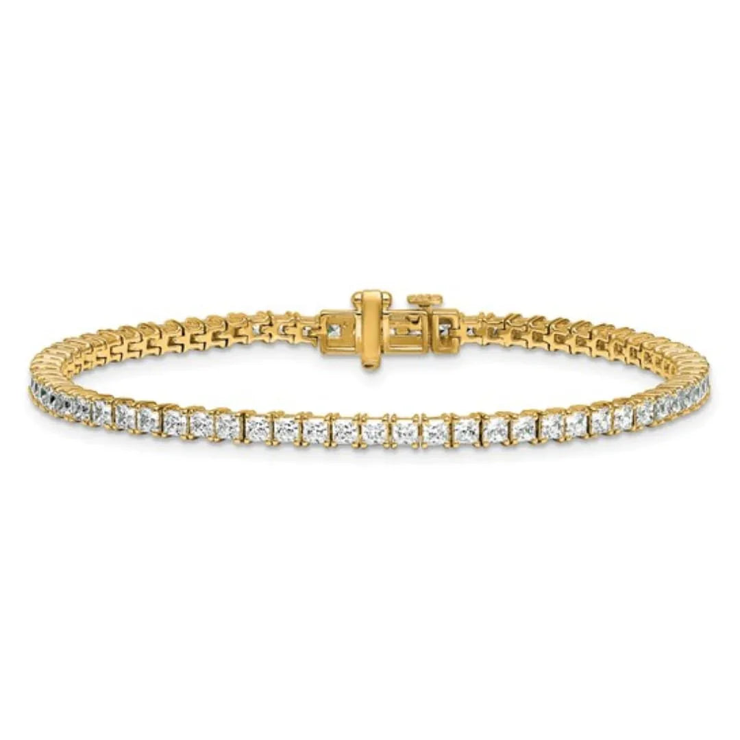 14K Yellow Gold Lab Grown Diamond Princess Tennis Bracelet - Fine Diamond