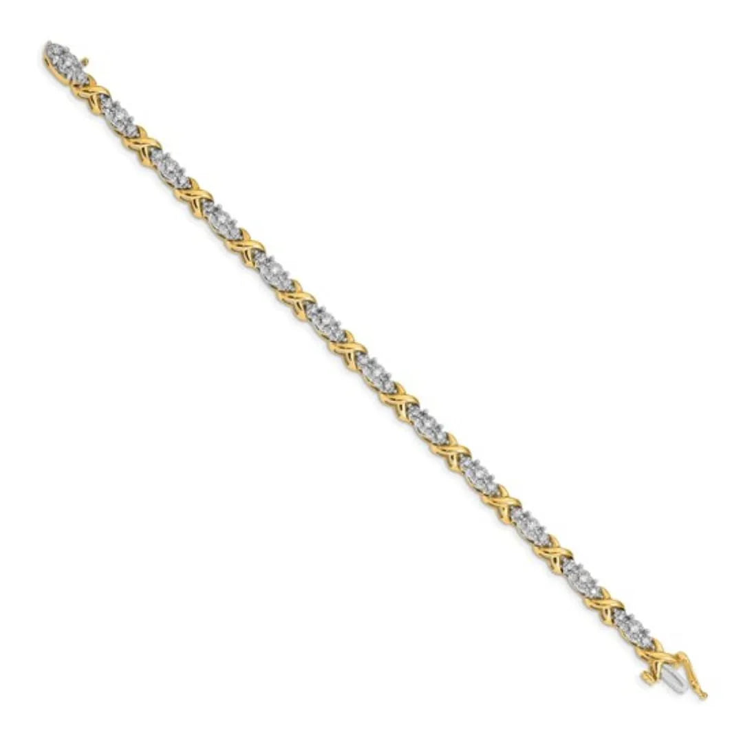 14k Two-Tone 1/2 carat Lab Grown Diamond X Fancy Bracelet - Fine Diamond