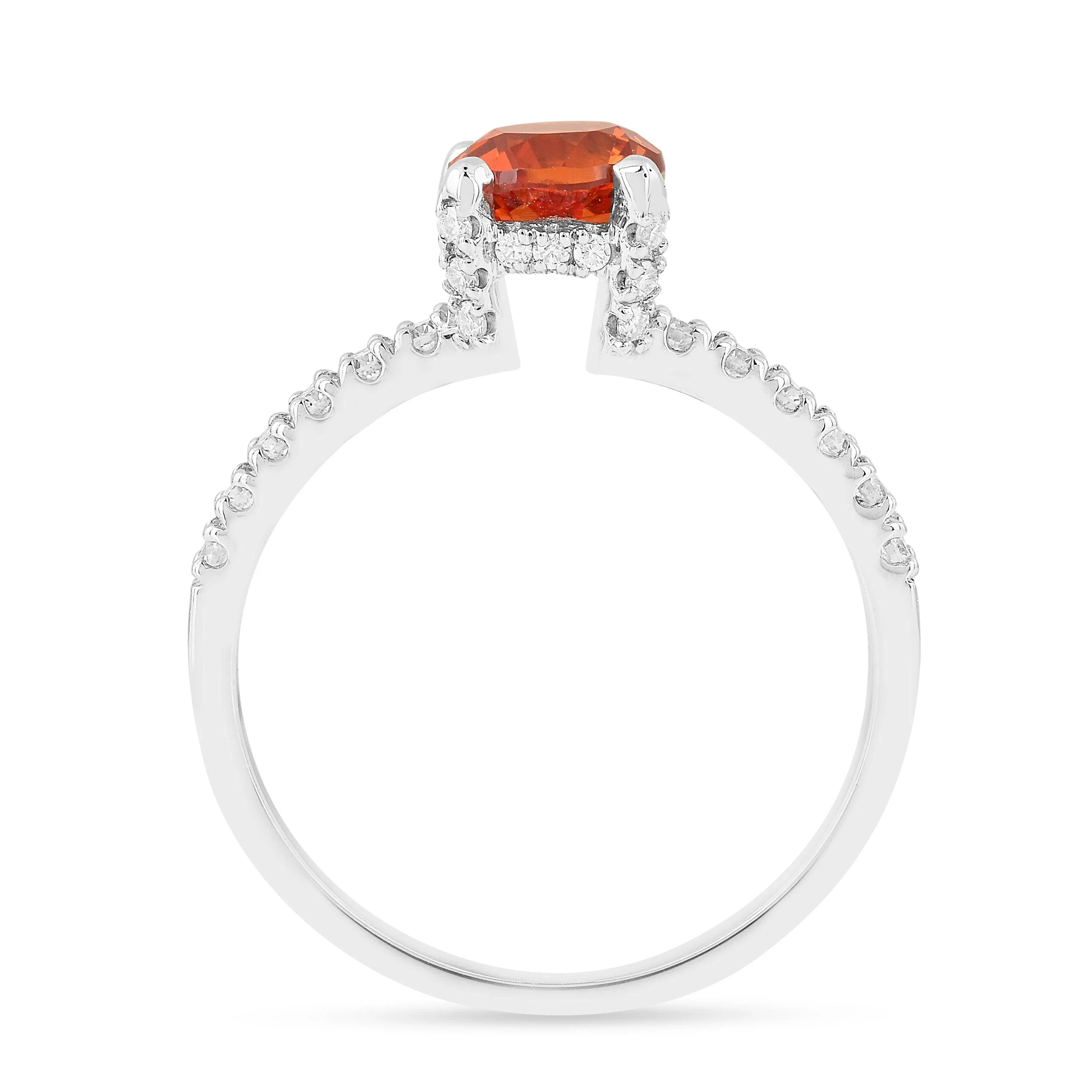 Round Peach Sapphire Solitaire Ring - Fine Diamond