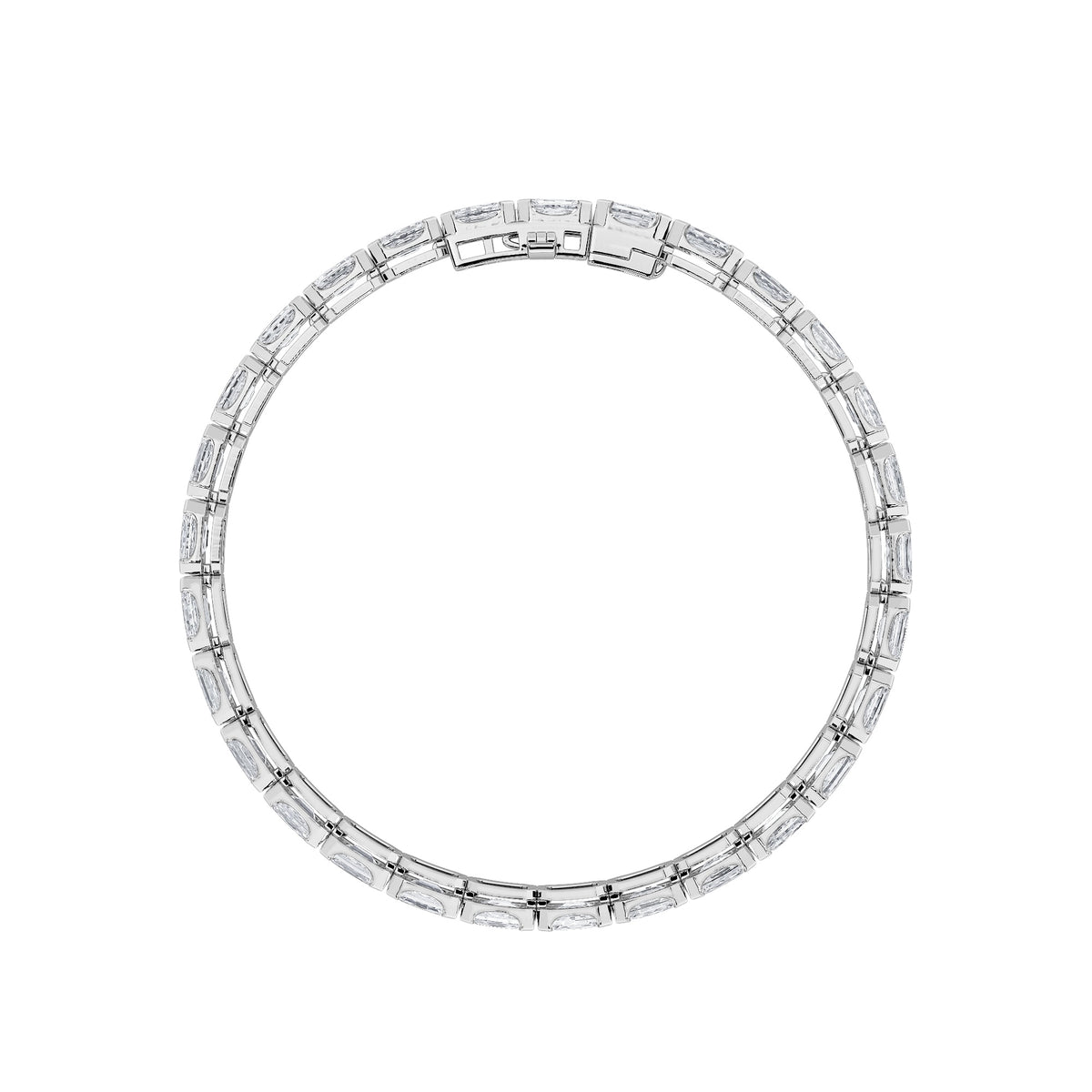 Emerald (F/VS) Lab Grown Diamond Bezel 14K White Gold Tennis Bracelet
