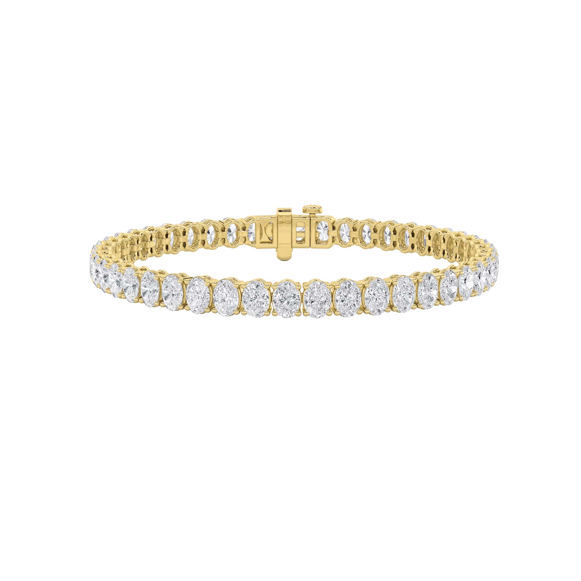 Oval Shaped Lab Grown Diamond East West Line Bracelet in 14K Gold