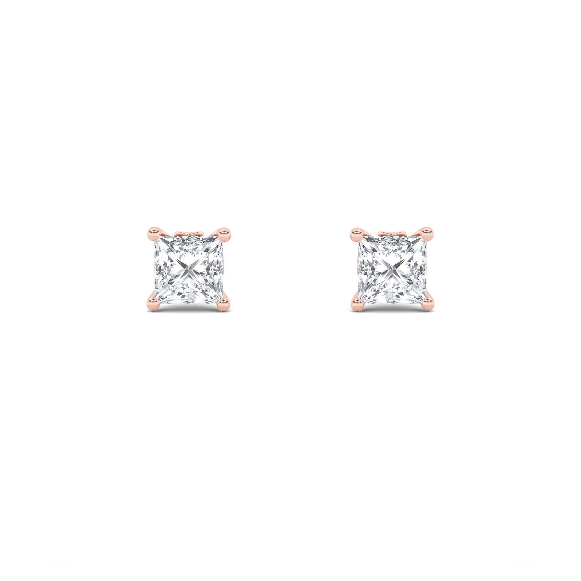 2Cttw Princess Shaped Lab Grown Diamond (F/VS) Tulip Head Stud Earrings in 14K Gold