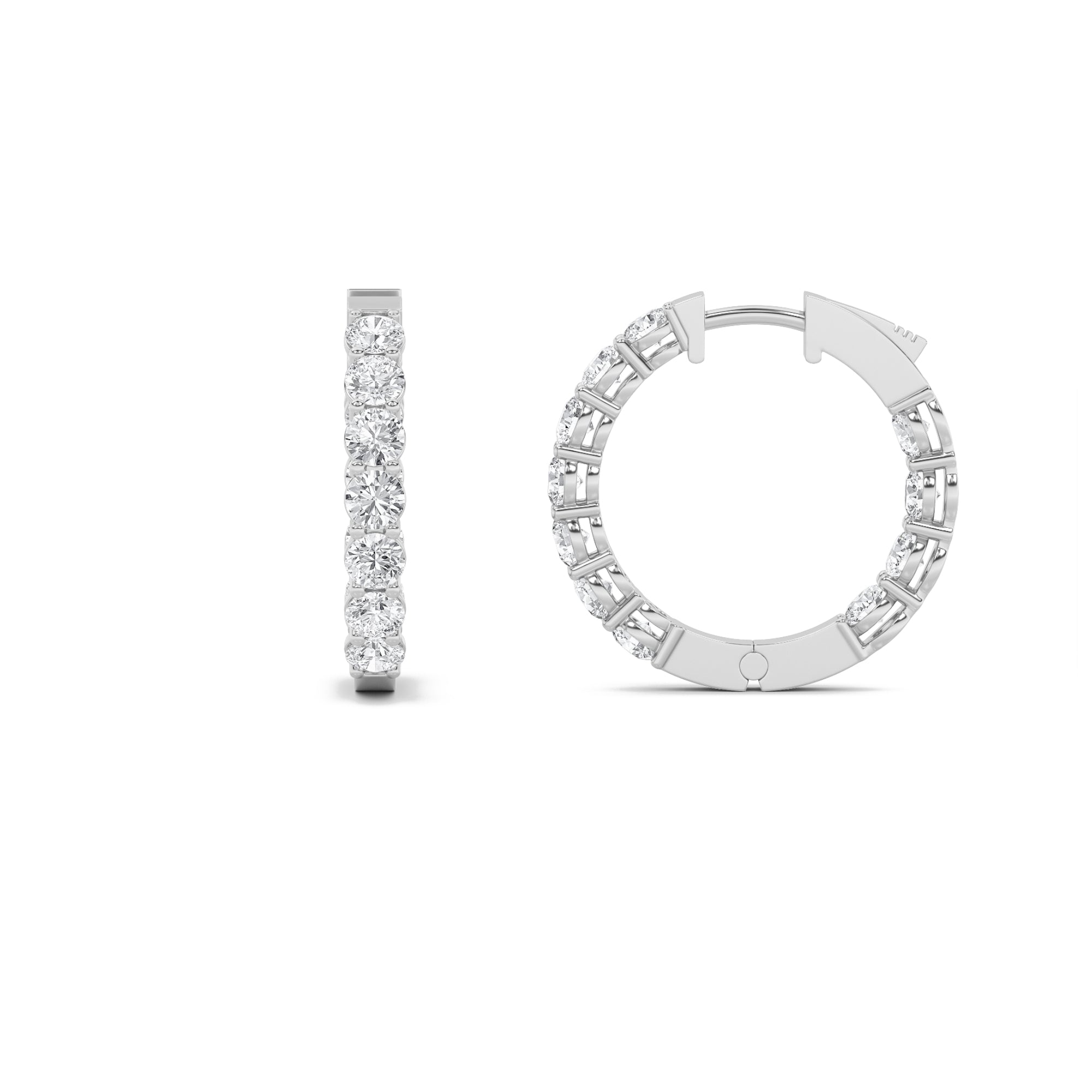 4Cttw Round Shaped Lab Grown Diamond (F/VS) InsideOut Hoop Earrings in 14K Gold
