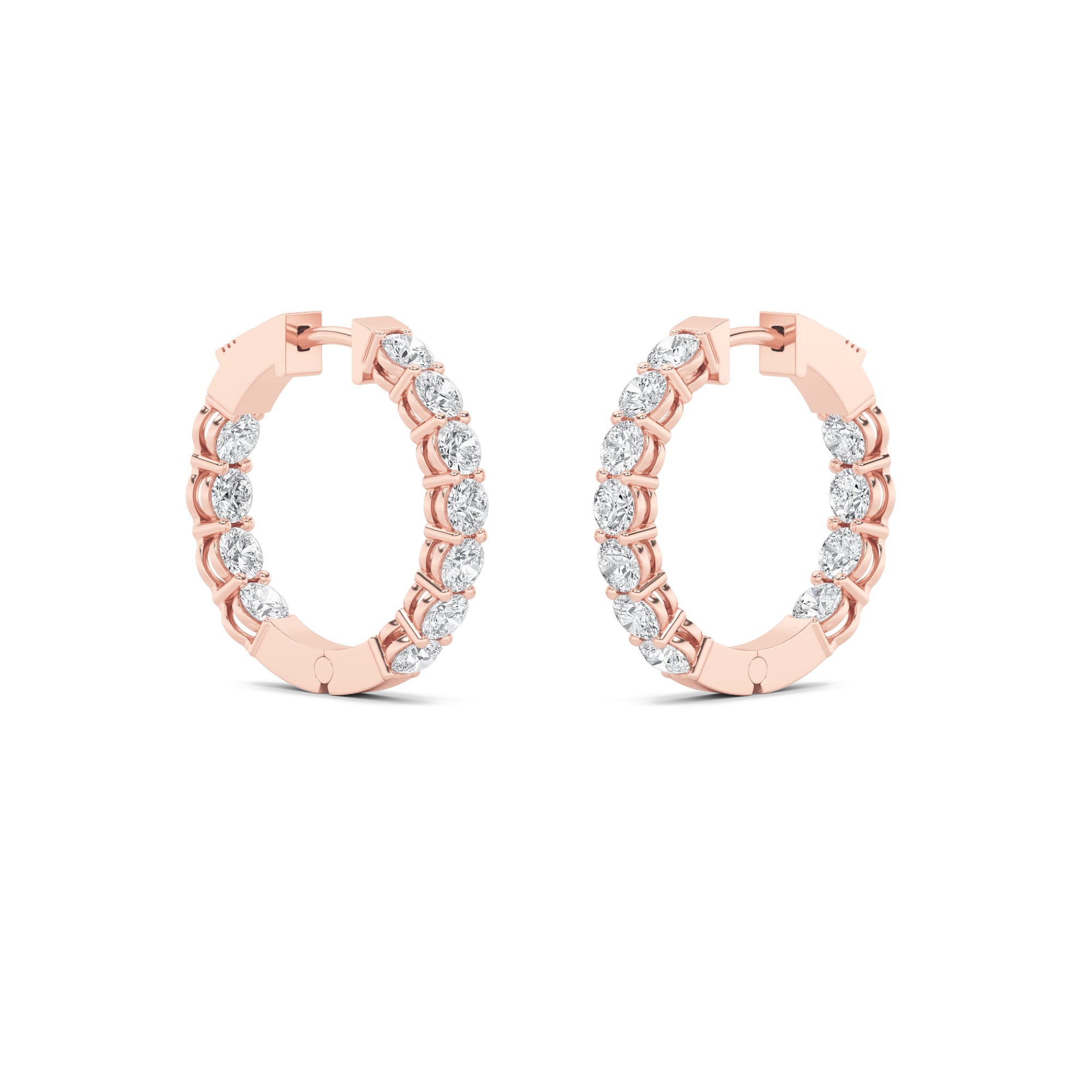 4Cttw Round Shaped Lab Grown Diamond (F/VS) InsideOut Hoop Earrings in 14K Gold