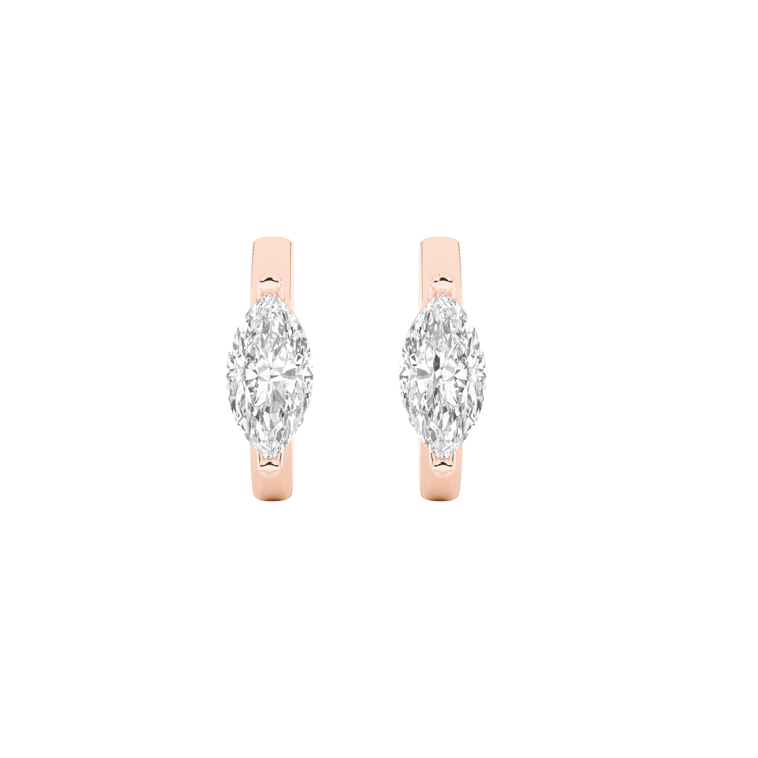 1.5Cttw Marquise Shaped Lab Grown Diamond (F/VS) Solitaire Huggie Earrings in 14K Gold