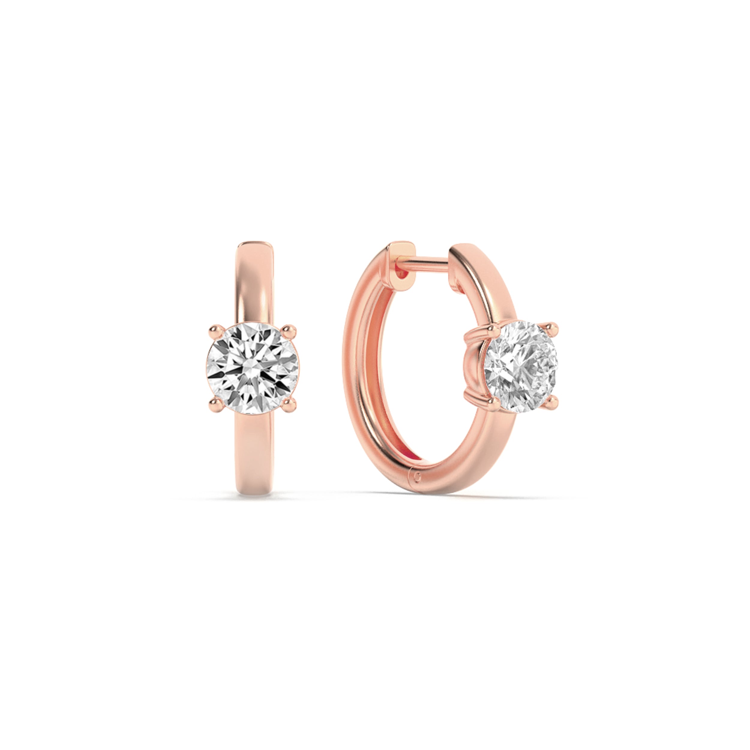 1.5Cttw Round Shaped Lab Grown Diamond (F/VS) Solitaire Huggie Earrings in 14K Gold