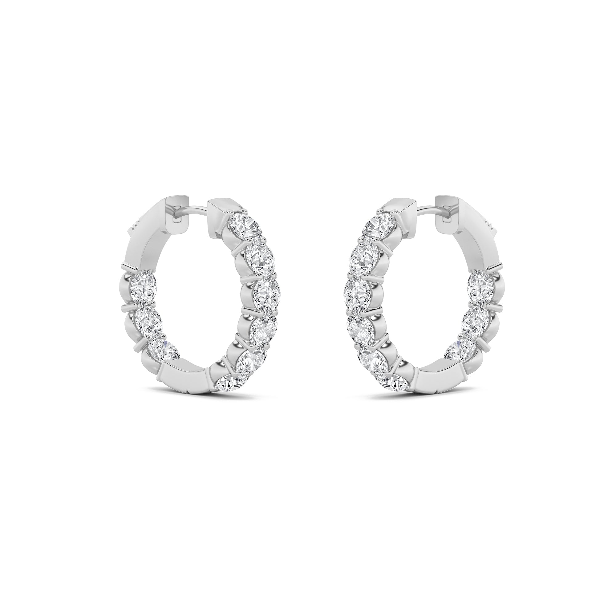 Round Shaped Lab Grown Diamond (F/VS) Insideout Hoop Earrings in 14K Gold