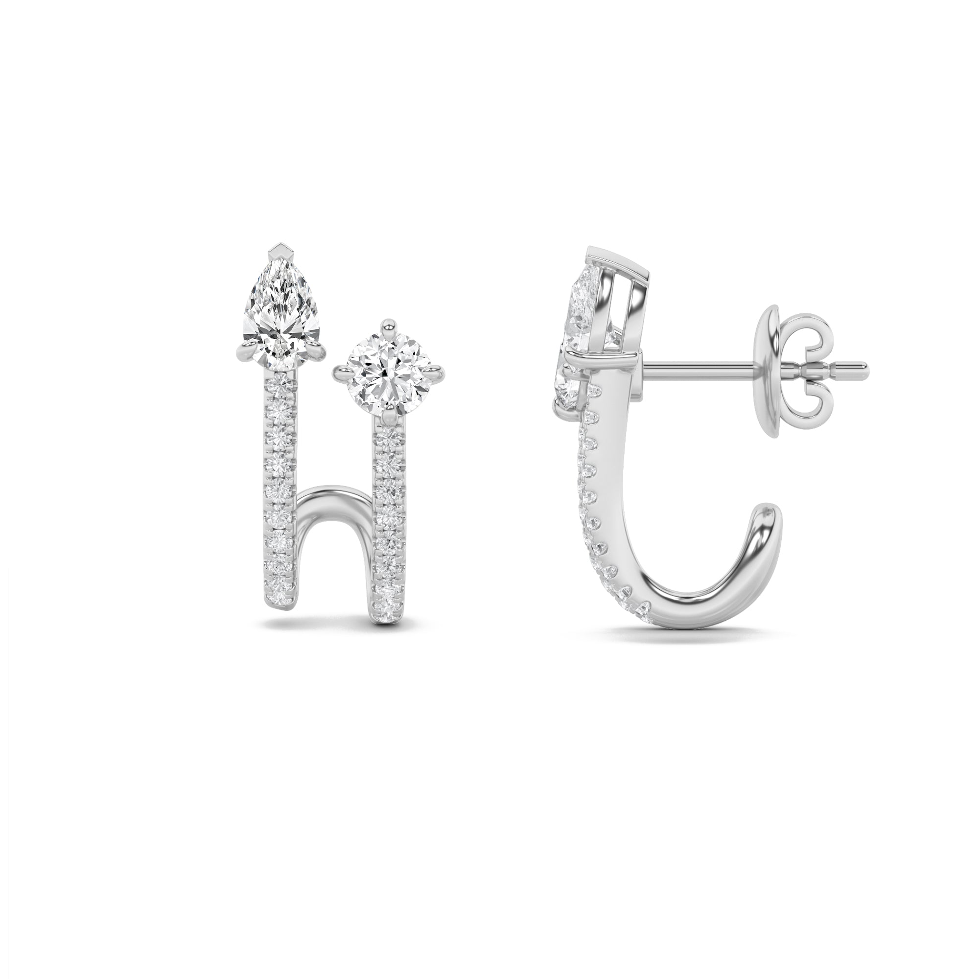 2.5Cttw Round Shaped Lab Grown Diamond (F/VVS) Toiet Moi Accented Earrings in 14K Gold