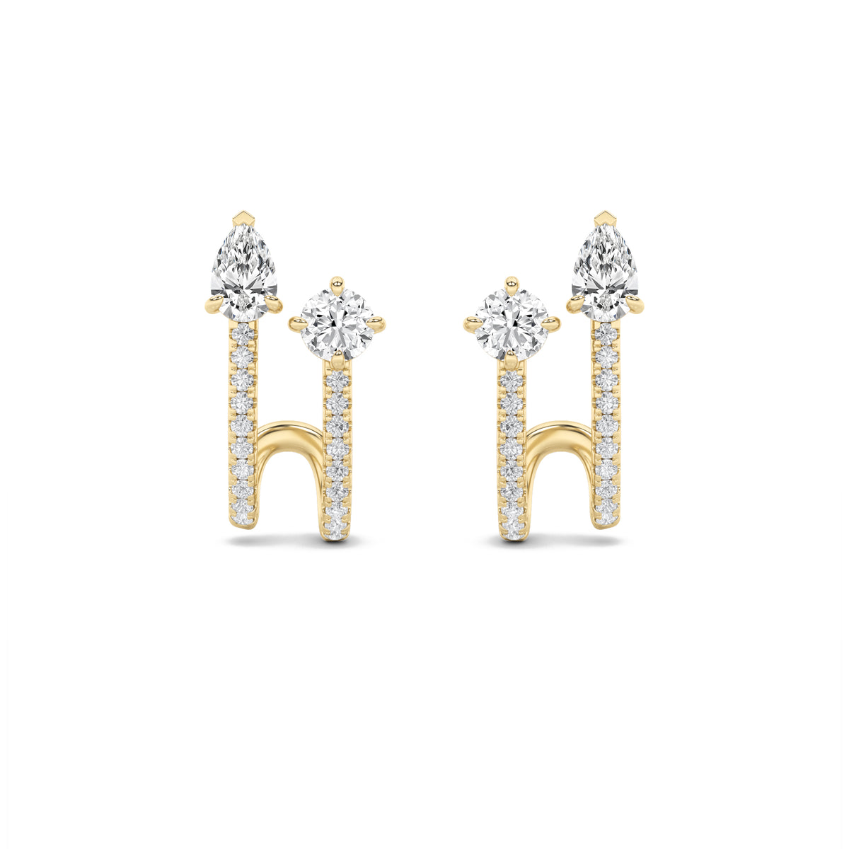 2.5Cttw Round Shaped Lab Grown Diamond (F/VS) Toiet Moi Accented Earrings in 14K Gold