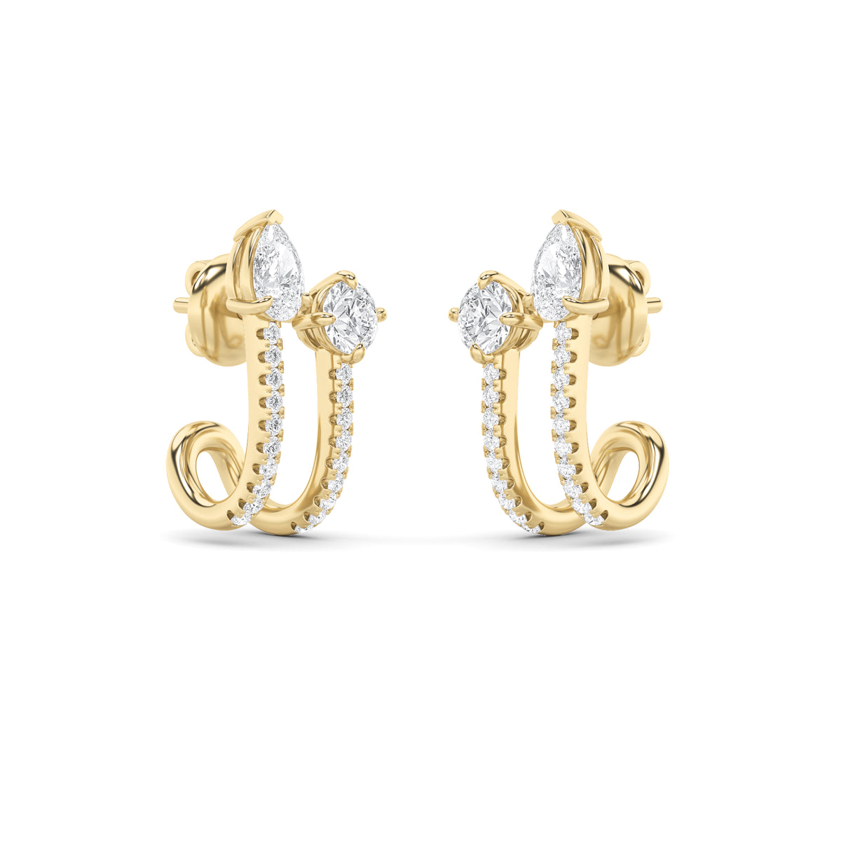 2.5Cttw Round Shaped Lab Grown Diamond (F/VS) Toiet Moi Accented Earrings in 14K Gold