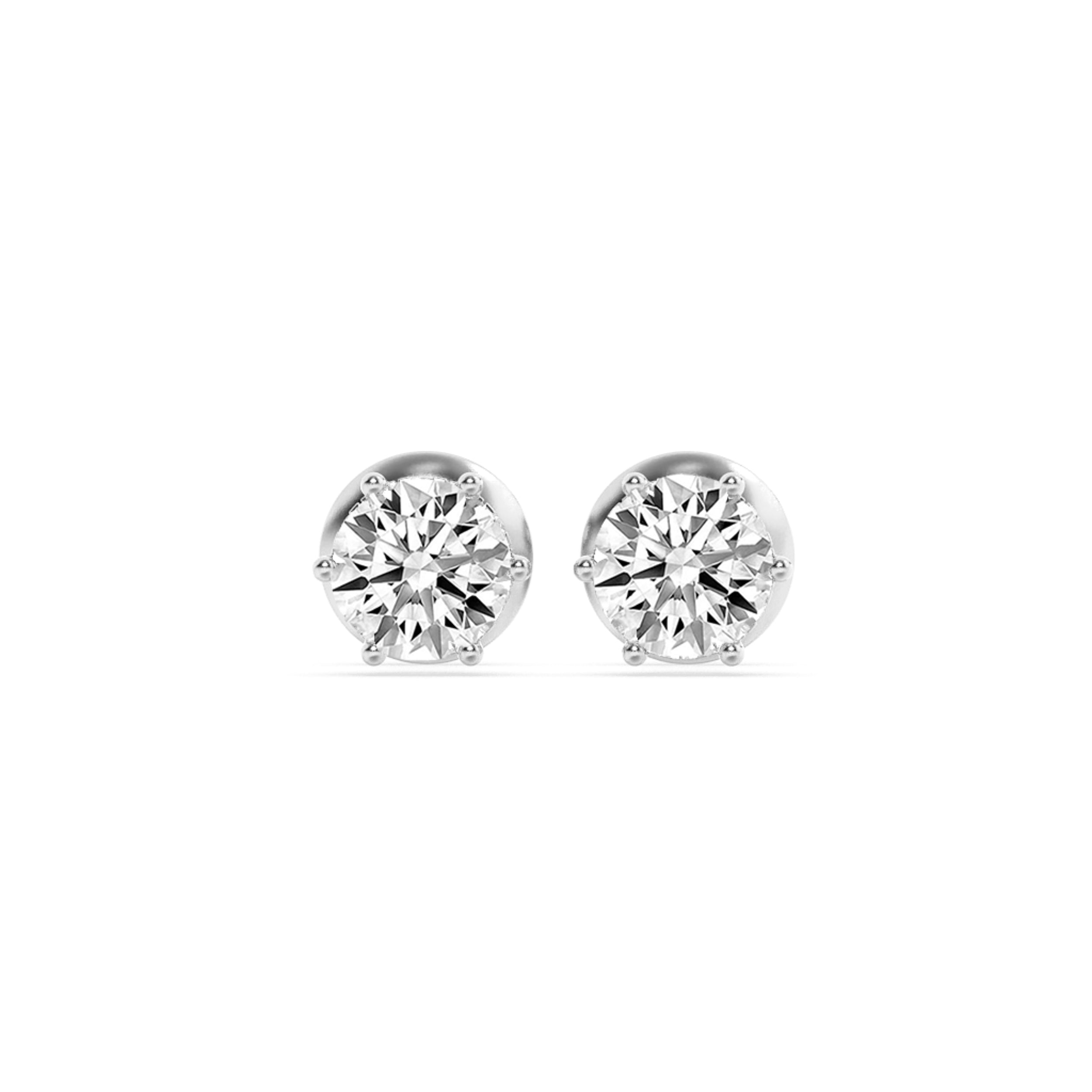 3Cttw Round Shaped Lab Grown Diamond (F/VS) HiddenHalo Stud Earrings in 14K Gold