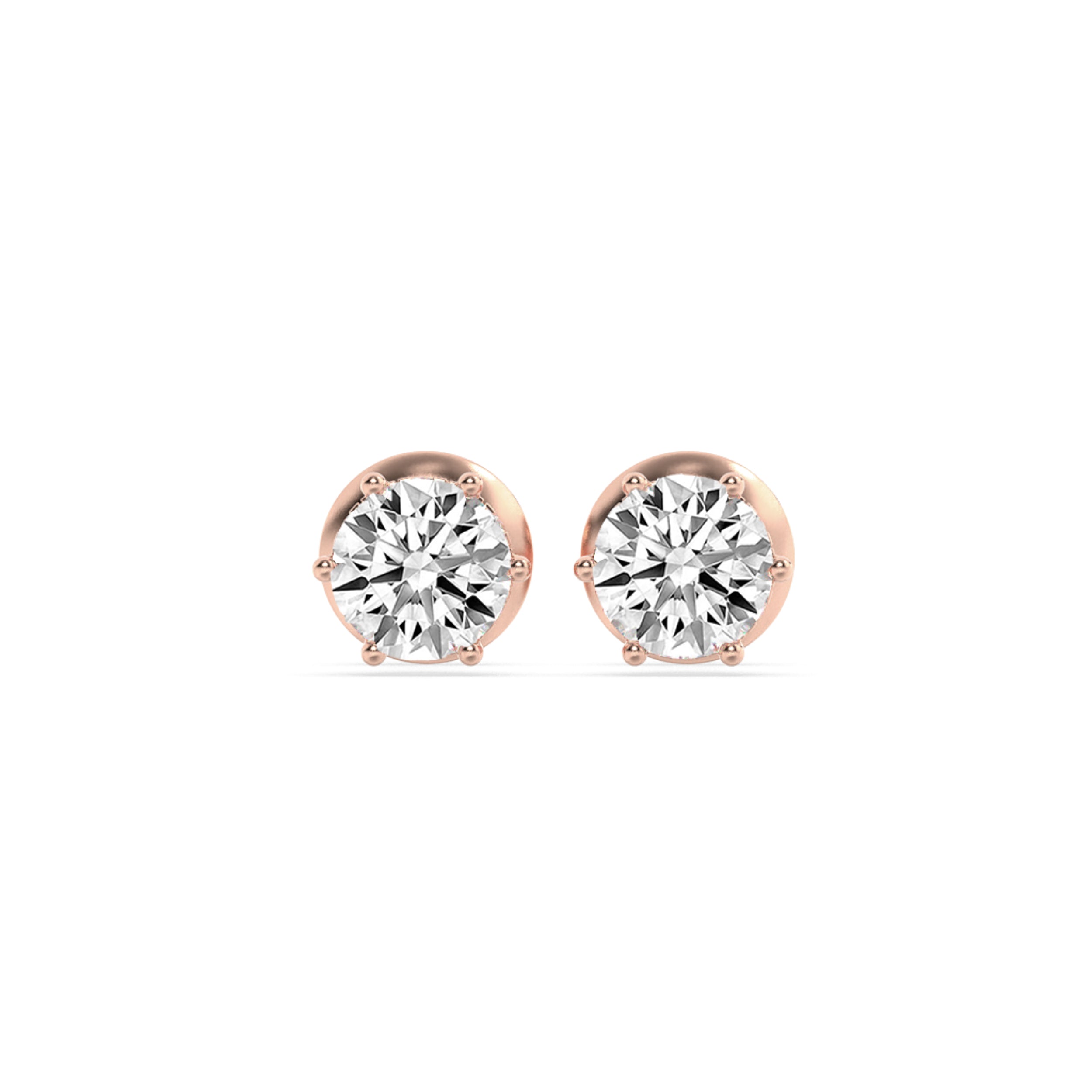 3Cttw Round Shaped Lab Grown Diamond (F/VS) HiddenHalo Stud Earrings in 14K Gold