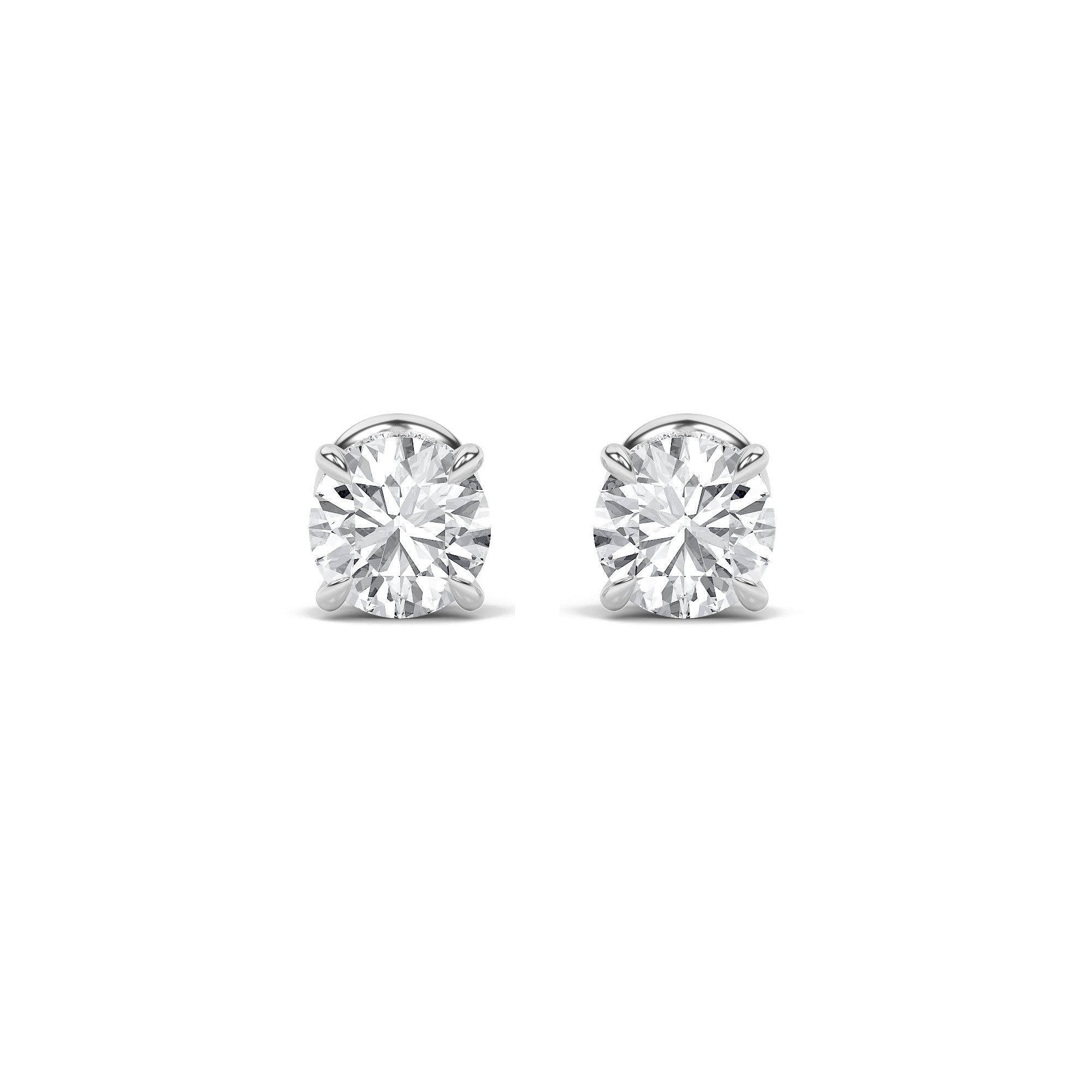 Round Shaped Lab Grown Diamond (F/VS) HiddenHalo Stud Earrings in 14K Gold