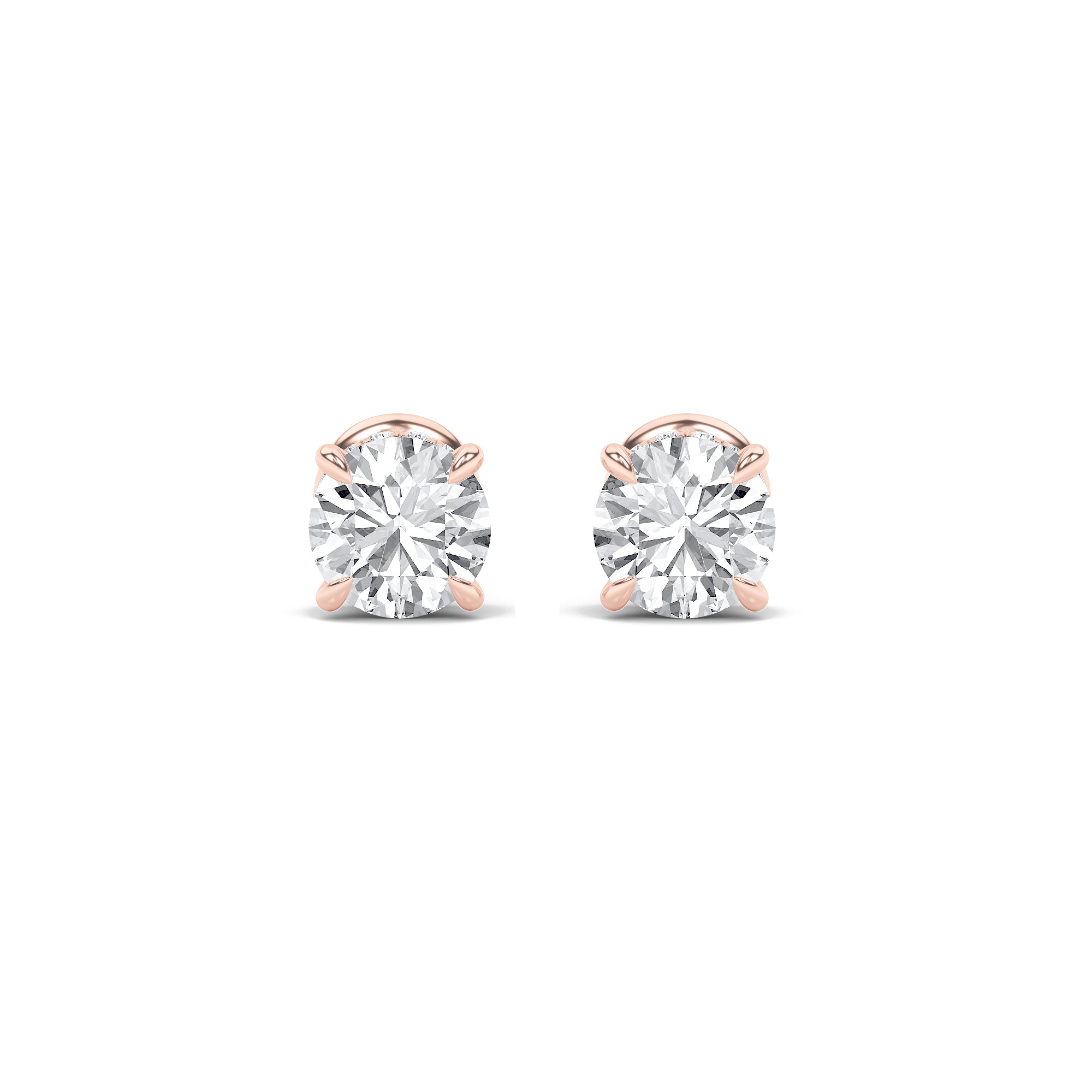 3Cttw Round Shaped Lab Grown Diamond (F/VS) Hidden Halo Stud Earrings in 14K Gold