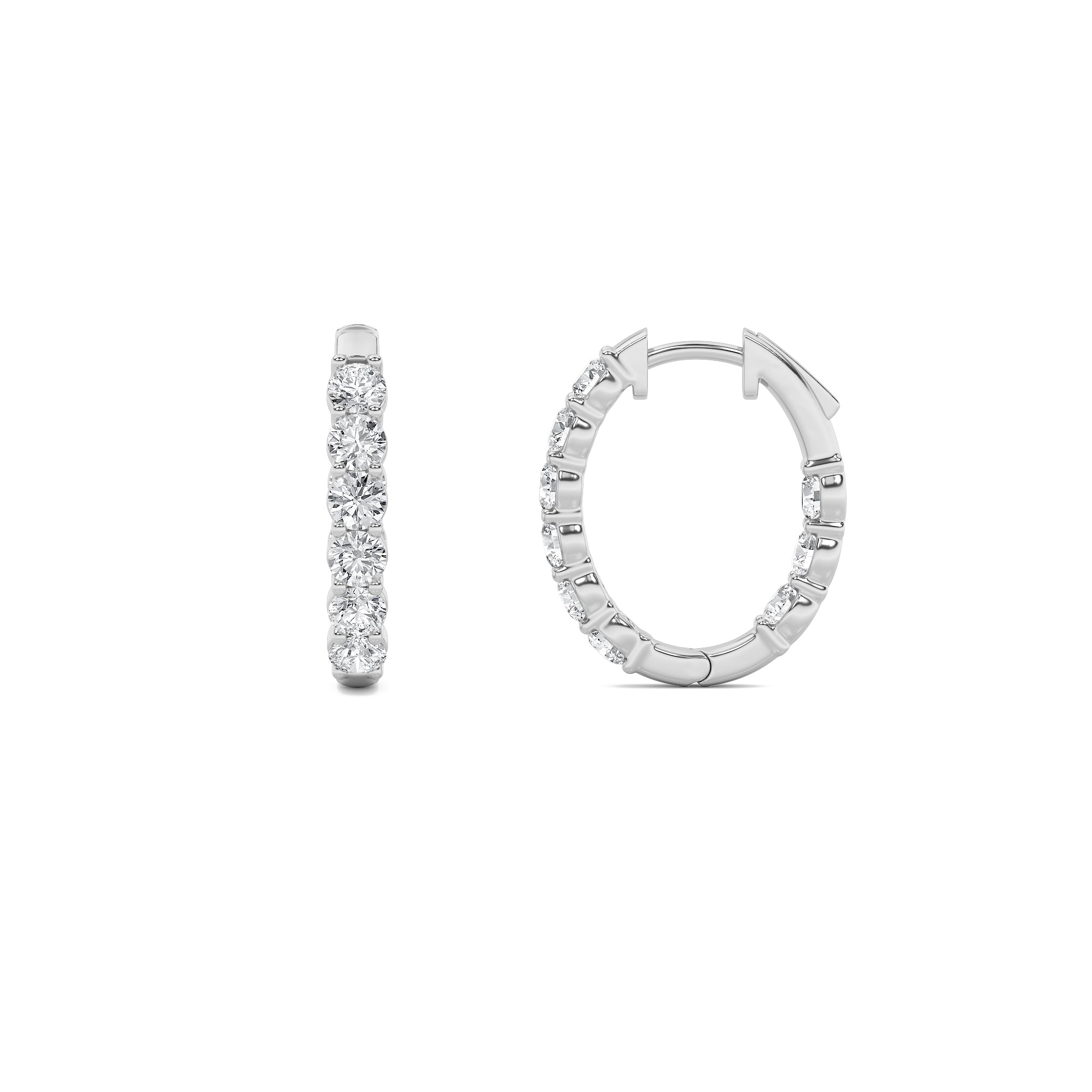 Round Shaped Lab Grown Diamond (F/VS) Inside Out Hoop Earrings in 14K Gold