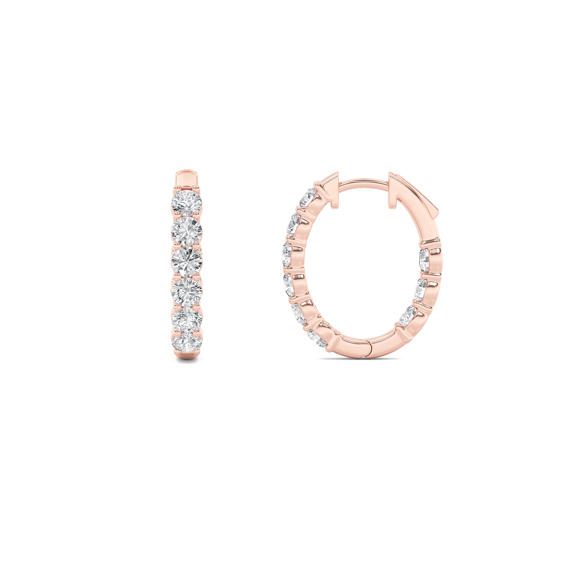 Round Shaped Lab Grown Diamond (F/VS) InsideOut Hoop Earrings in 14K Gold