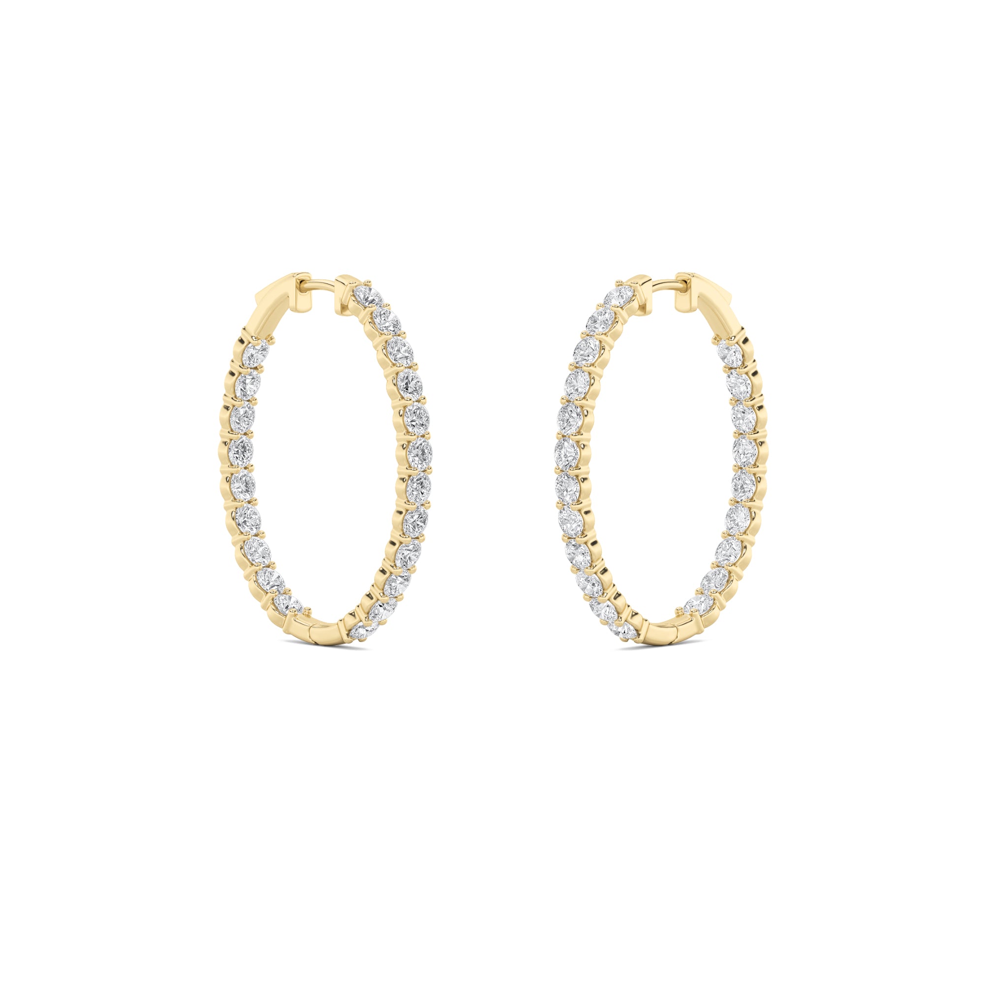 Round Shaped Lab Grown Diamond (F/VS) Inside Out Hoop Earrings in 14K Gold