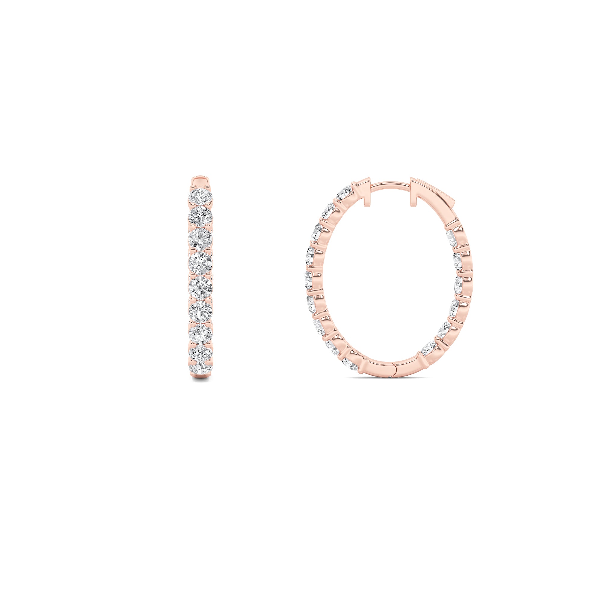 Round Shaped Lab Grown Diamond (F/VS) InsideOut Hoop Earrings in 14K Gold
