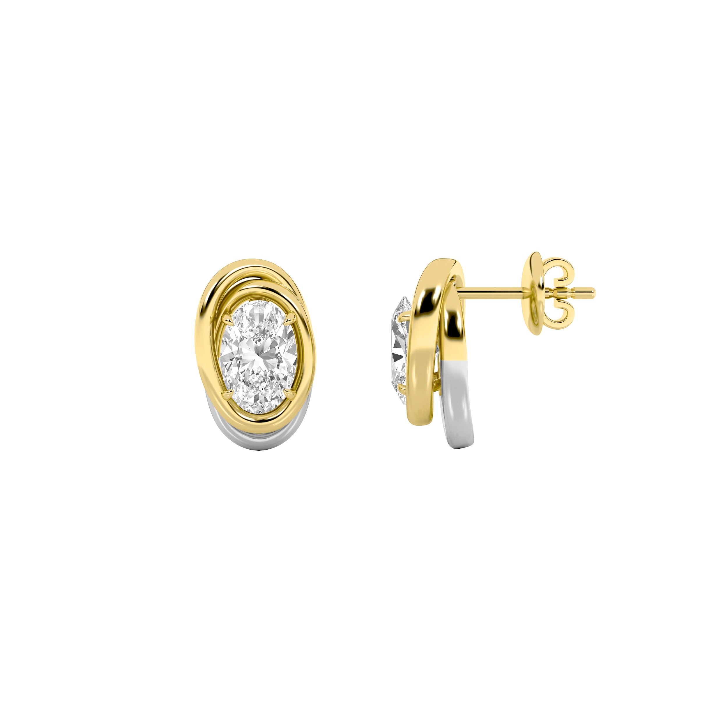 2Cttw Oval Shaped Lab Grown Diamond (F/VVS) Knot Earrings in 14K Gold
