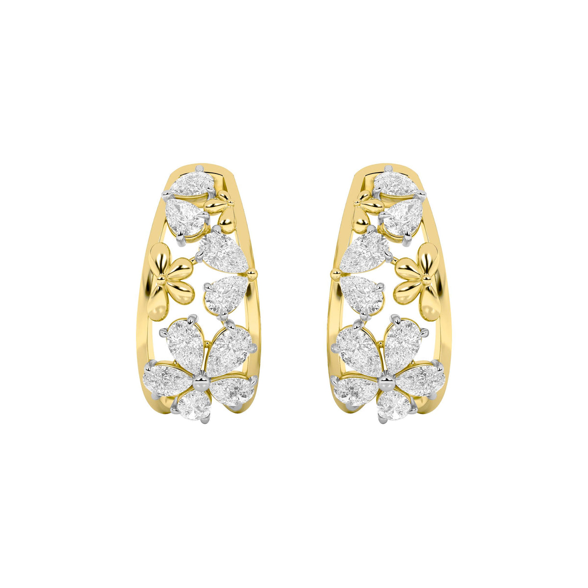 4.5Cttw Pear Shaped Lab Grown Diamond (F/VS) FancyFlower Earrings in 14K Gold