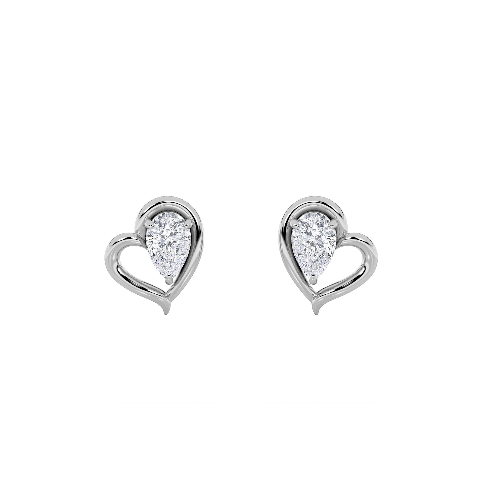 0.5Cttw Pear Shaped Lab Grown Diamond (F/VS) HeartShaped Earrings in 14K Gold