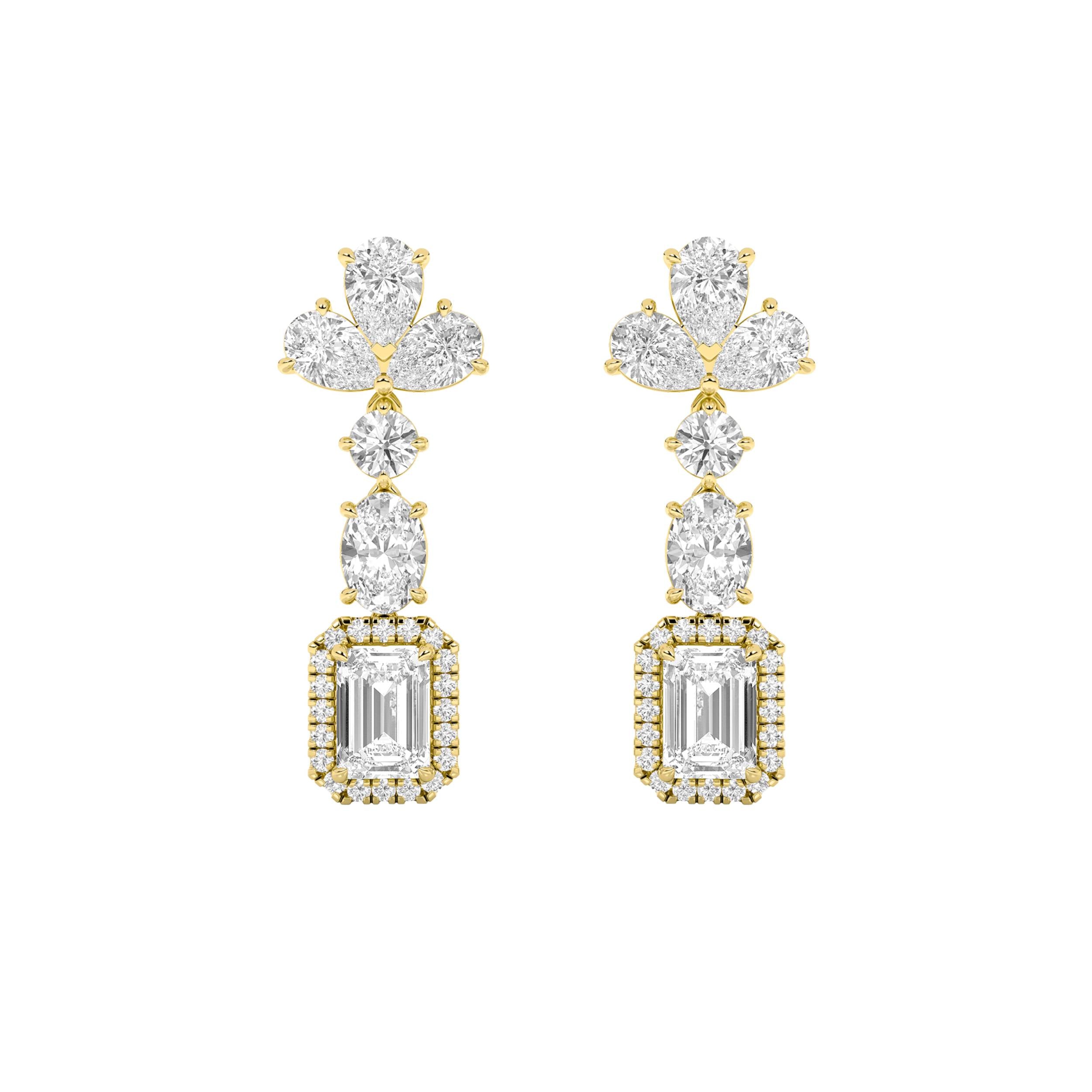 5.5Cttw Radiant Shaped Lab Grown Diamond (F/VS) Dangle Earrings in 14K Gold