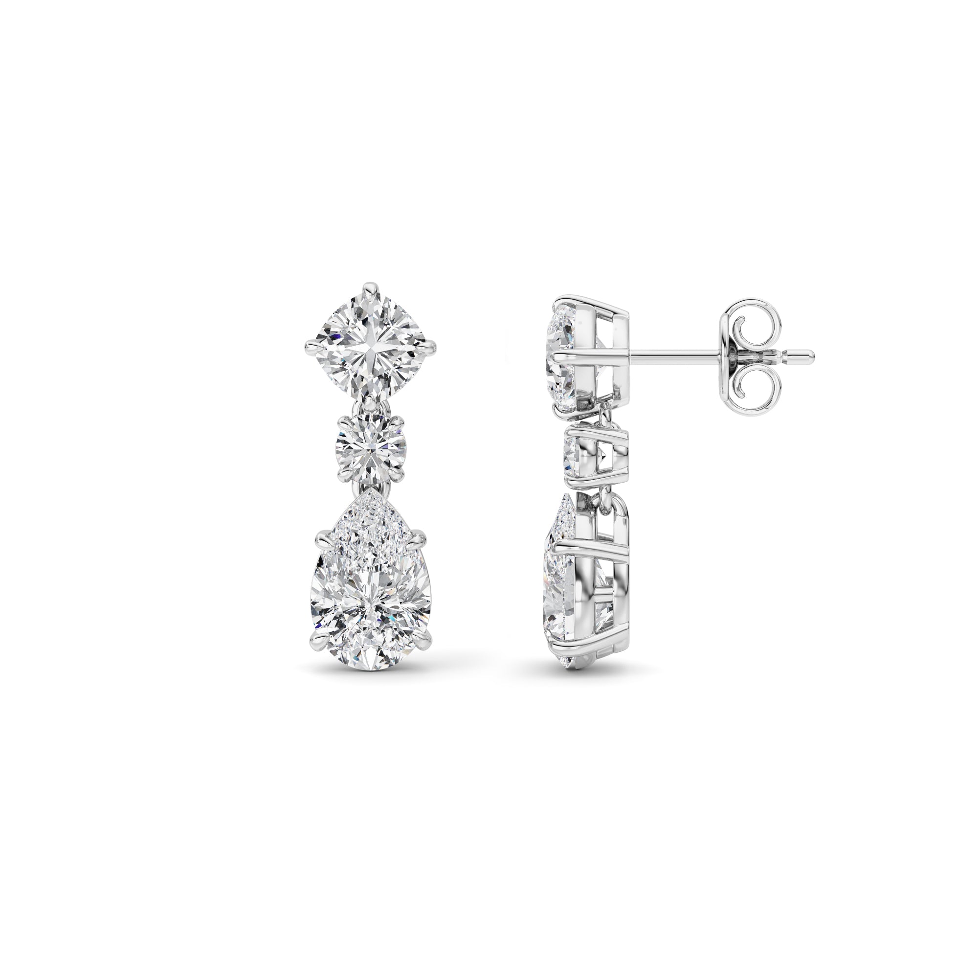 5Cttw Pear Shaped Lab Grown Diamond (F/VS) DangleEarrings in 14K Gold