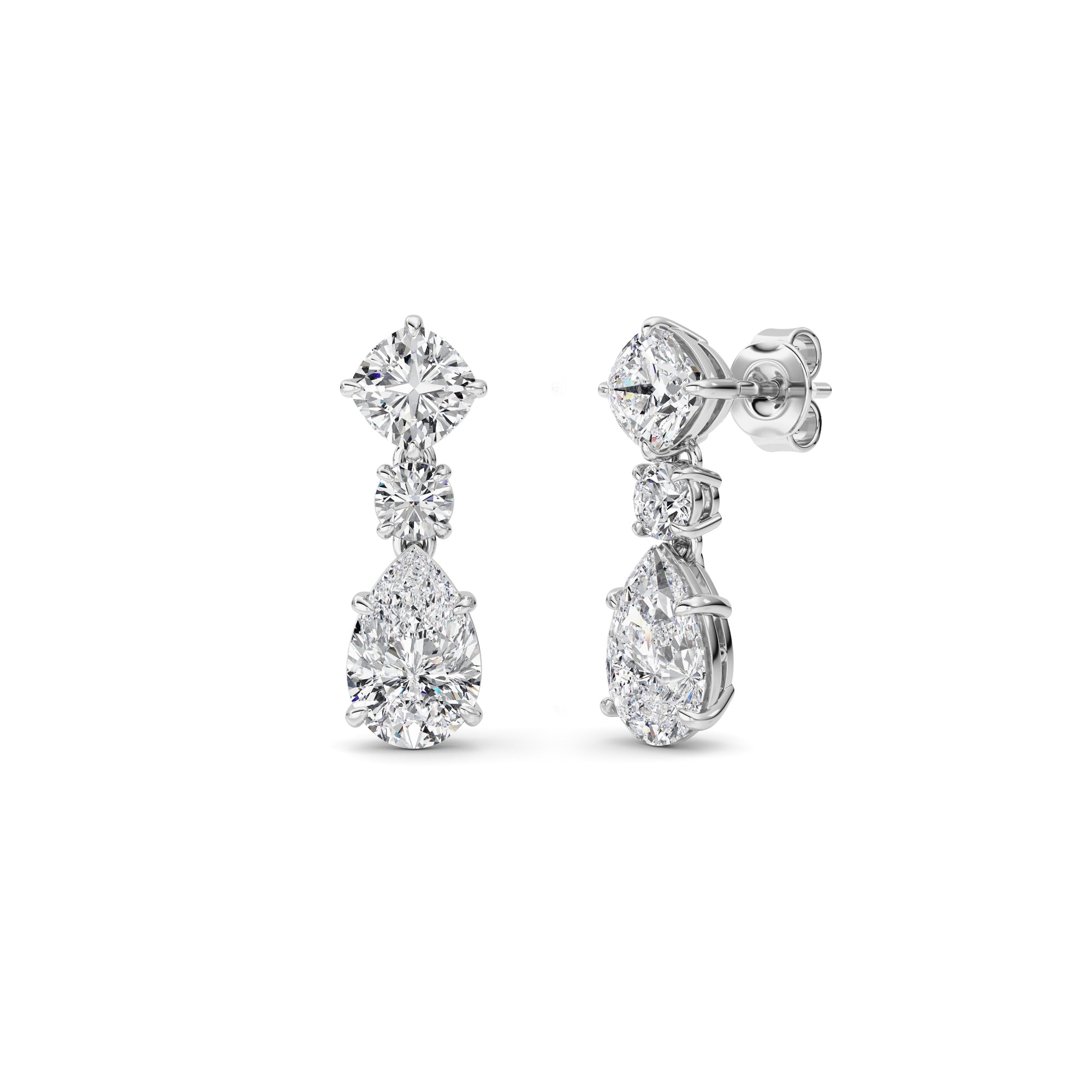 5Cttw Pear Shaped Lab Grown Diamond (F/VS) DangleEarrings in 14K Gold